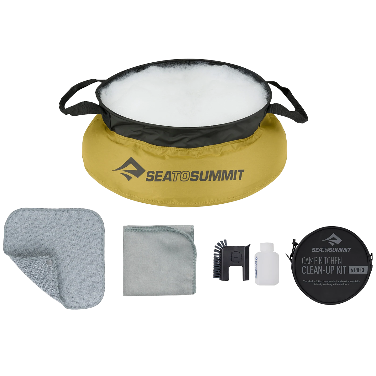 Portable Camp Kitchen Clean Up Kit - Compact Outdoor Cooking Utensil Set for Camping, Hiking & Picnics - Includes Sponge, Scraper & Storage Bag