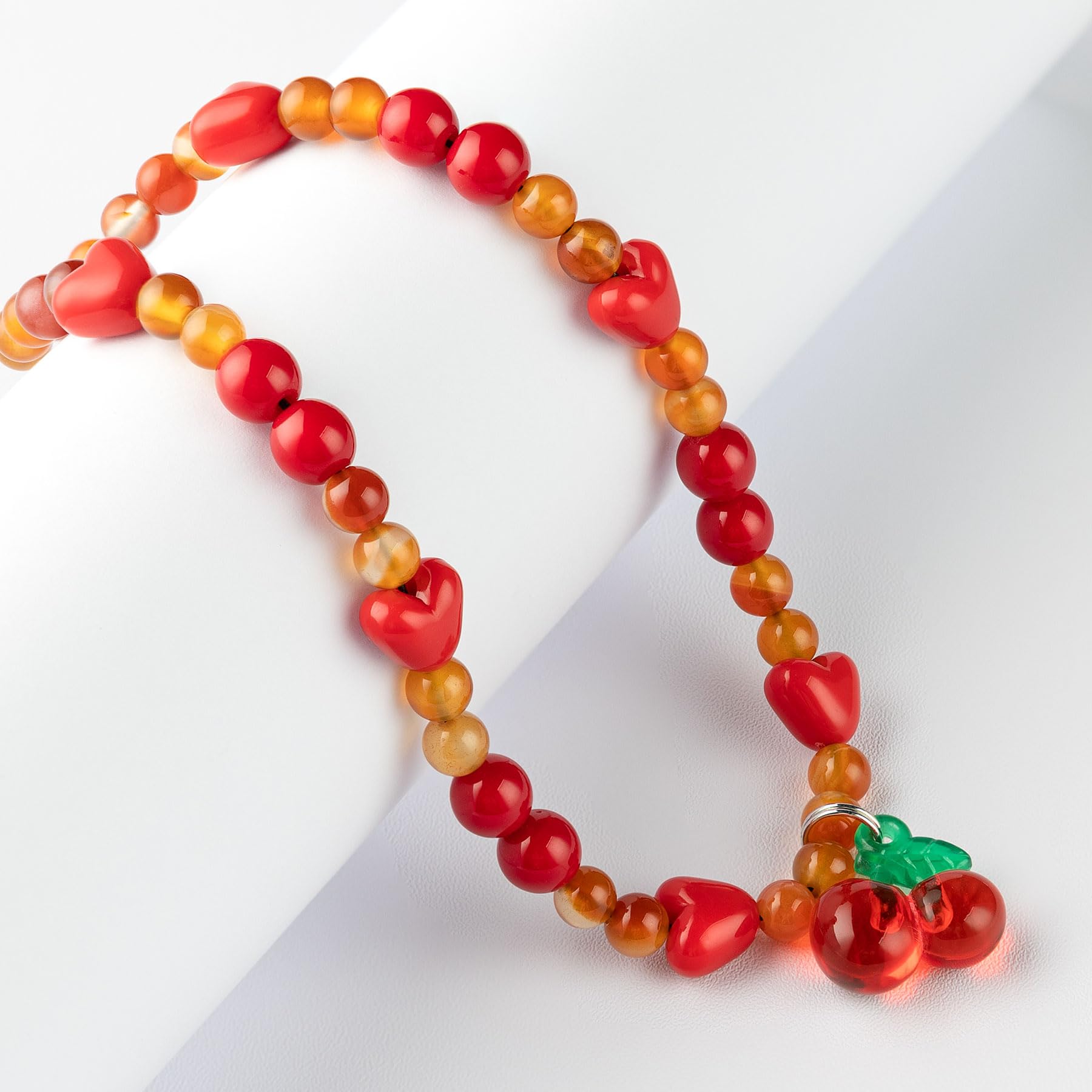 Cute Cherry Phone Charm Strap - Universal Phone Lanyard with Natural Agate Stone & Red Beads for Women | Phone Case Accessories for Girls, Teens & Adults | Perfect for Everyday Use, Gifts & Phone Protection