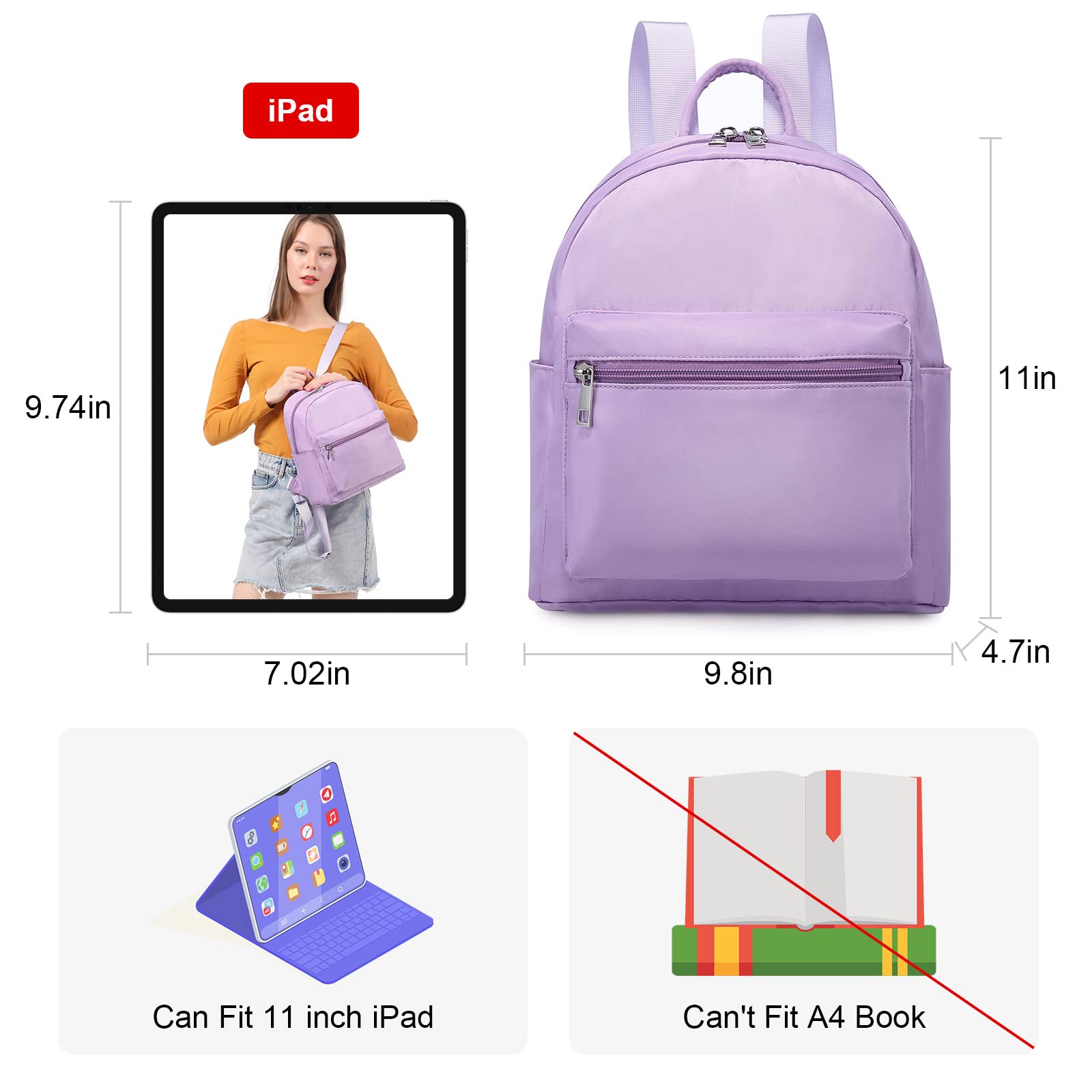 LOVEVOOK Lightweight Waterproof Mini Backpack for Women - Small Travel Backpack, Crossbody Purse for Daily Use, Work, School & Outdoor Activities