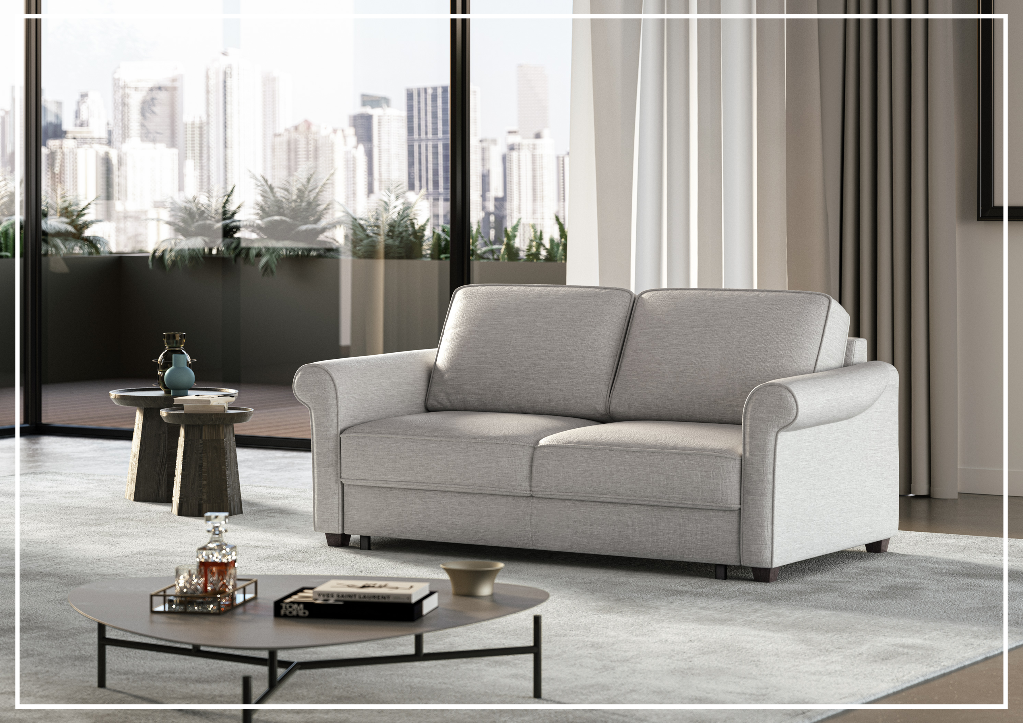Luonto Charleston Fabric Sleeper Sofa - Gray Goose Color | Convertible Sofa Bed for Small Spaces | Perfect for Guest Rooms, Apartments & Home Offices