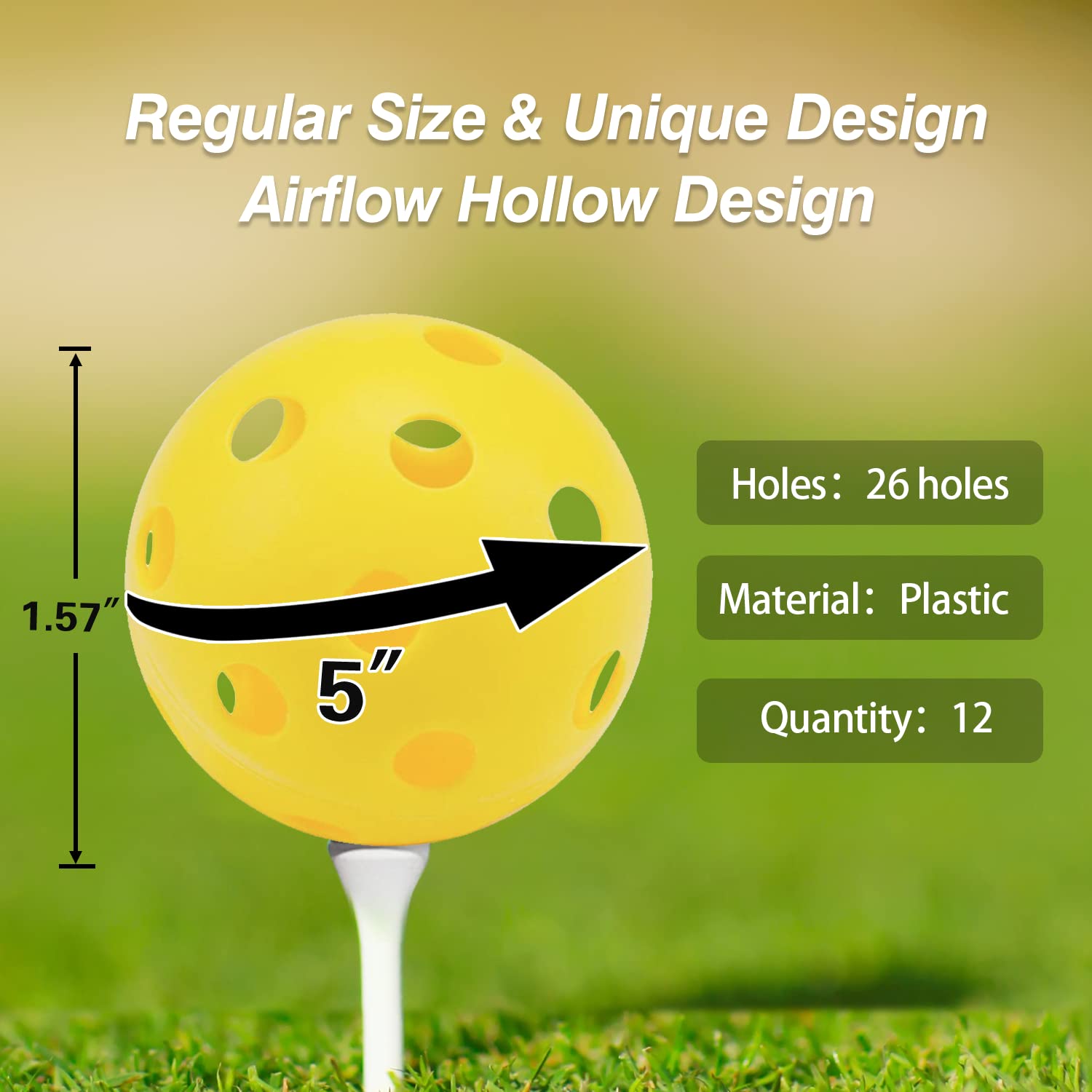 GSE 12-Pack Practice Golf Balls - 40mm Limited Flight Plastic Soft Training Balls for Swing Practice | Airflow Hollow Design | Multi-Color Options | Perfect for Backyard, Driving Range & Indoor Golf Training