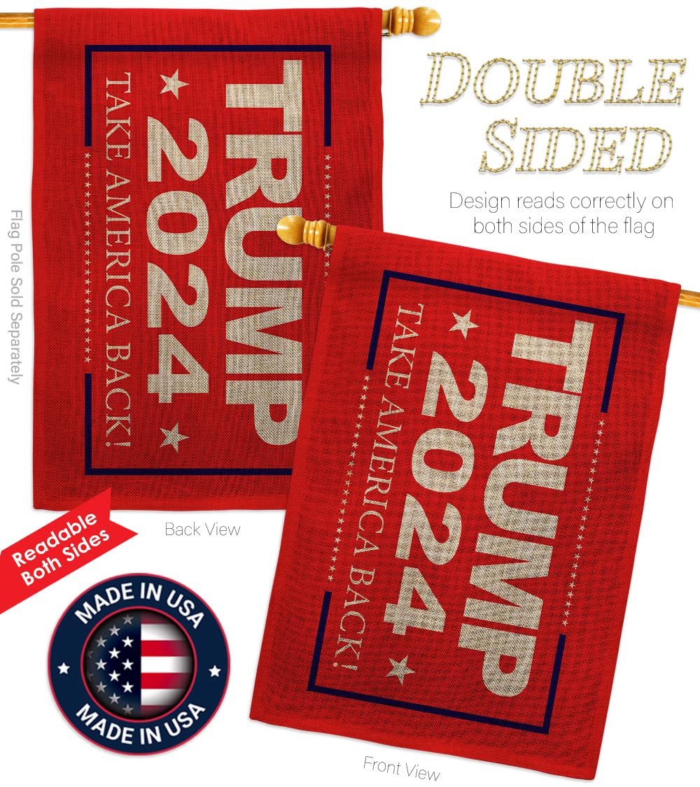 Patriotic 2024 Election Burlap House Flag - Made in USA, Support Our Troops - Perfect for Garden, Yard & Political Campaign Decor - Democrat Republican Tea Party American Vote Gift