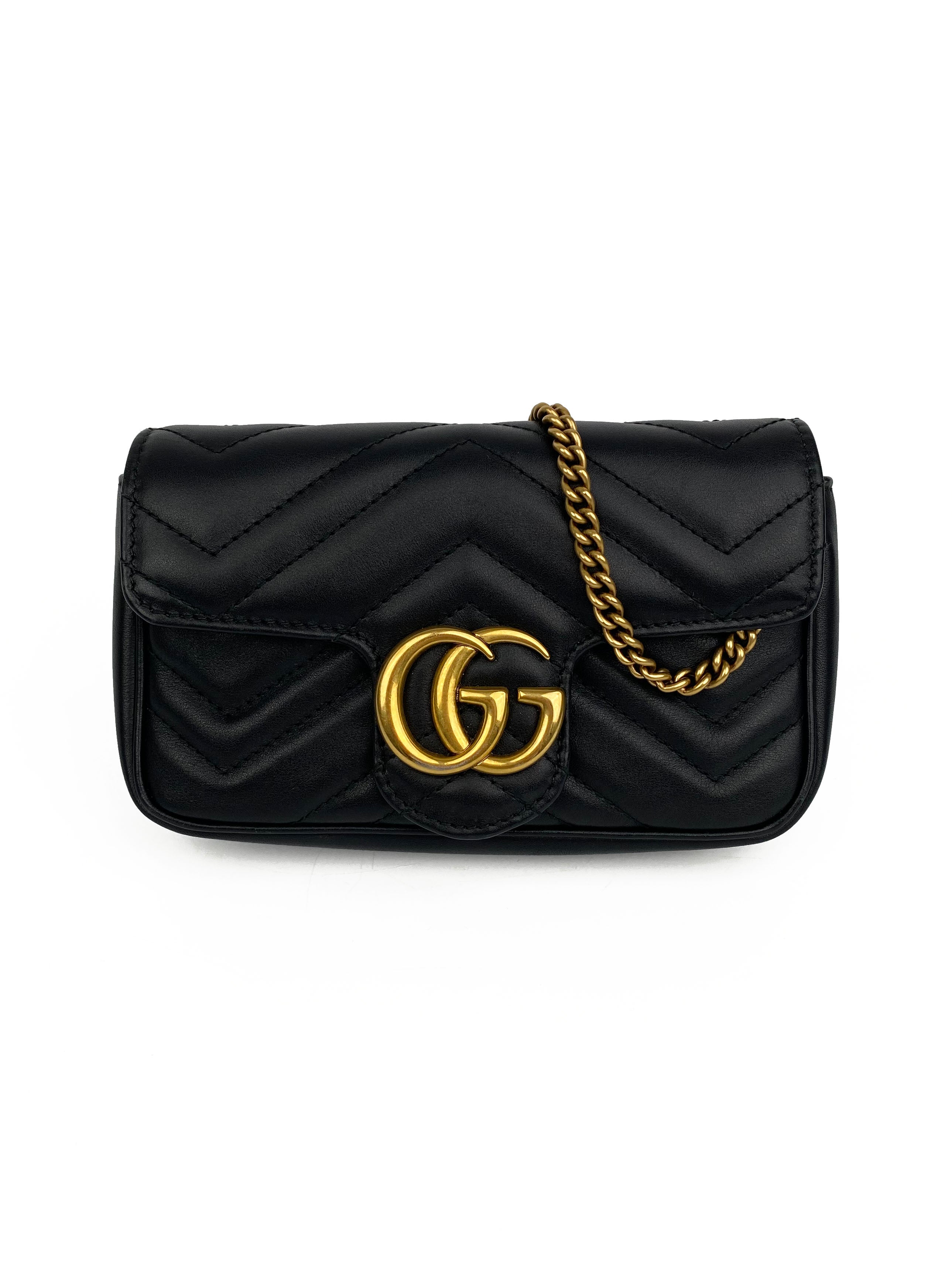 Gucci Black Super Mini Marmont Crossbody Bag - Luxury Leather Shoulder Purse for Women, Perfect for Date Night & Evening Outings