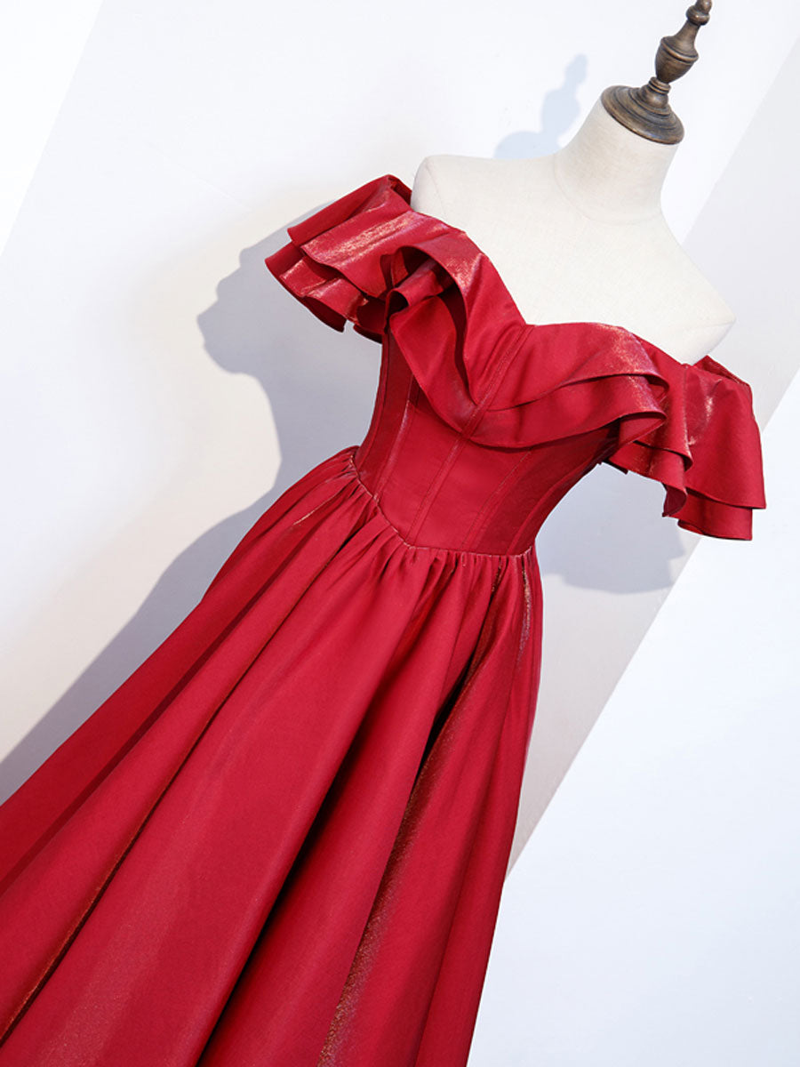 Elegant Burgundy A-Line Satin Long Prom Dress for Bridesmaids - Perfect for Weddings, Formal Events & Evening Parties