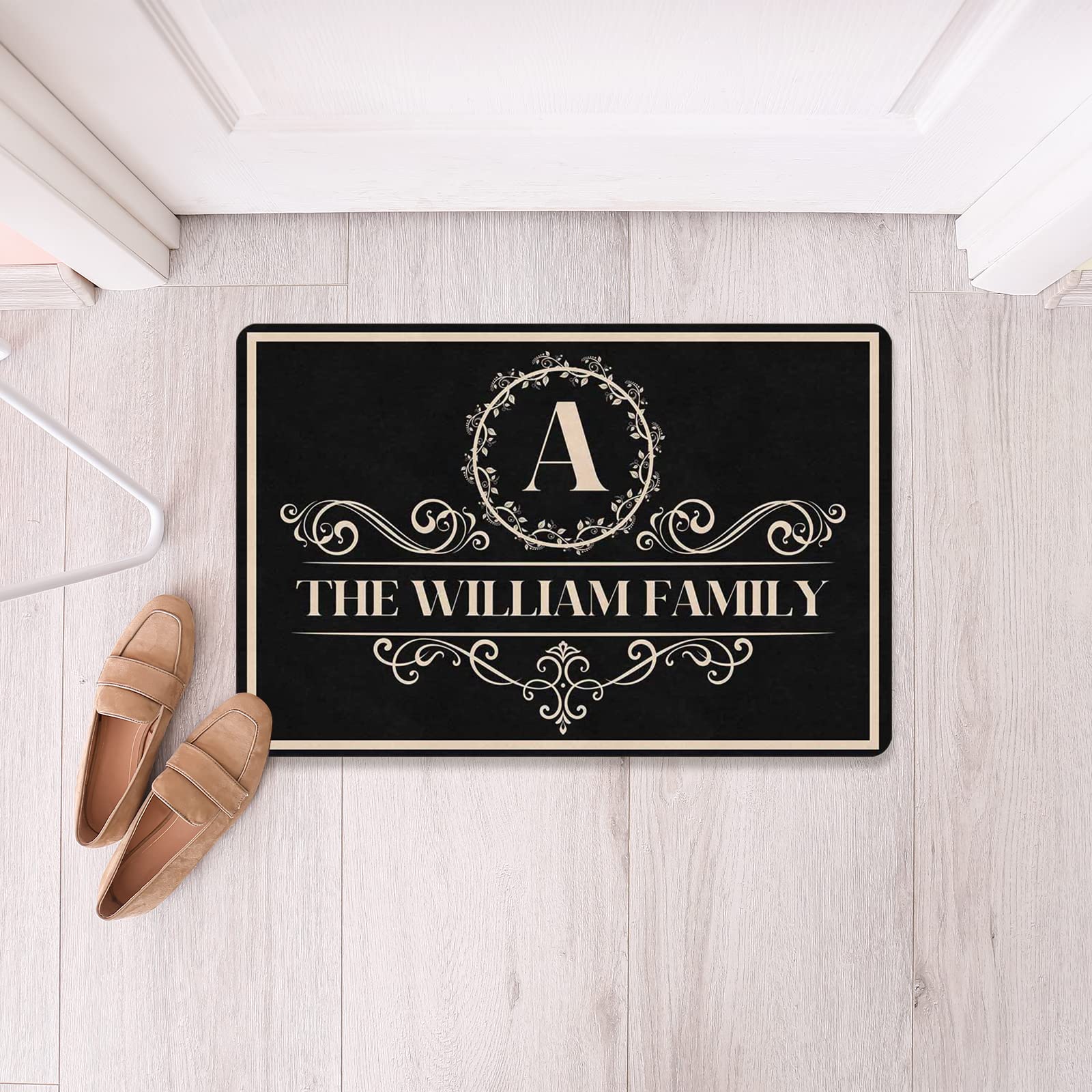 Custom Monogrammed Welcome Doormat - Personalized Non-Slip Entrance Rug with Name - 24x16 Inch Housewarming Gift for Friends - Perfect for Front Door Decor, Outdoor Entryway & Home Welcome Mat