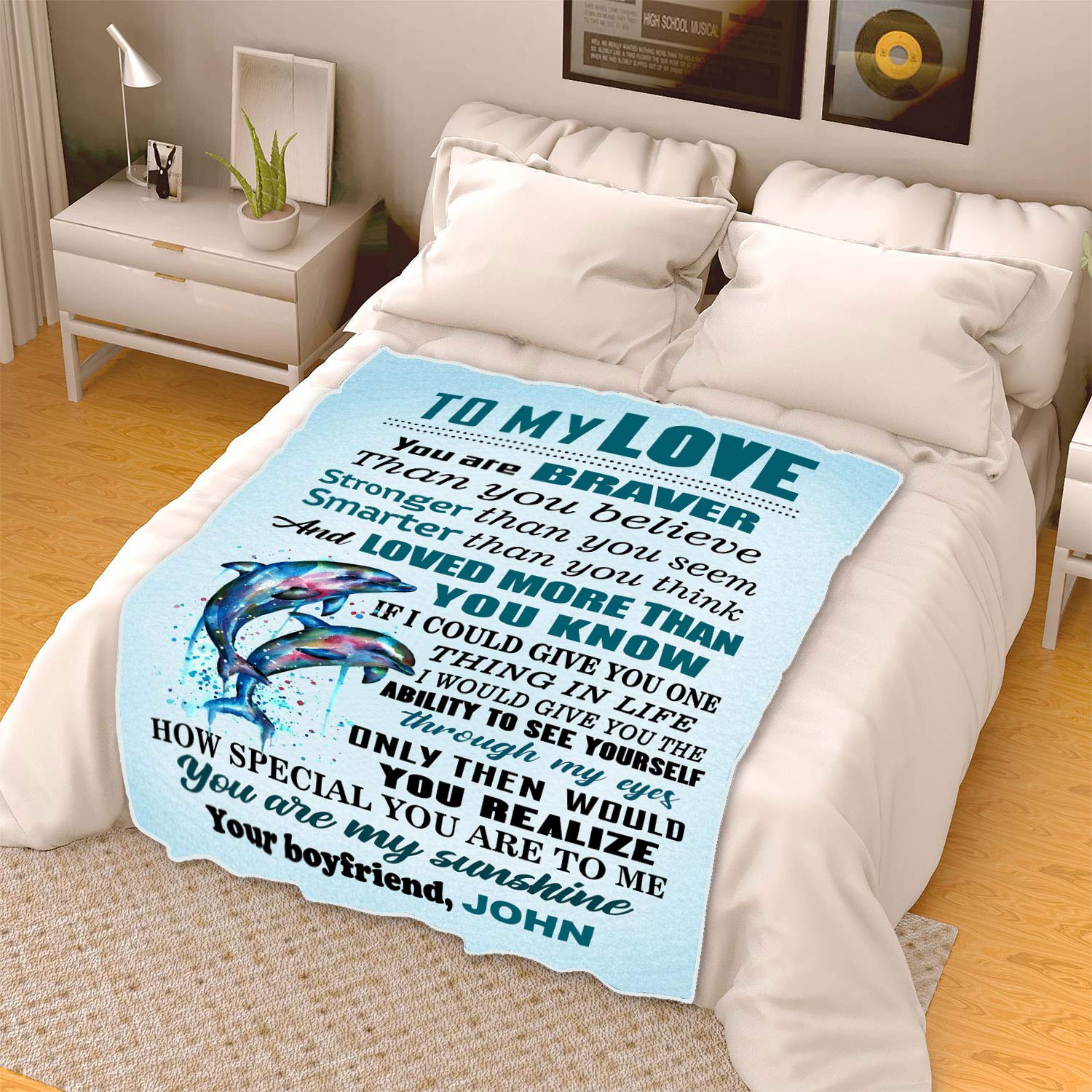 Premium Custom Fleece Blanket for Couples - Personalized with Quotes & Beautiful Prints - Valentine's Day, Birthday Gift for Him/Her - Ultra Soft & Cozy Throw Blanket for Cuddling, Movie Nights & Home Decor