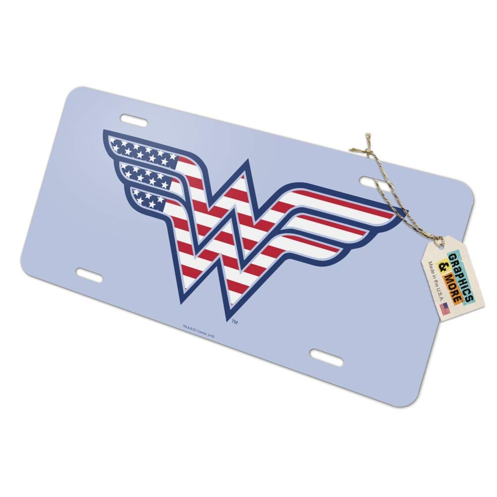 Wonder Woman USA American Flag Logo Novelty Metal Vanity License Plate - Perfect for Cars, Trucks, Motorcycles & Home Decor