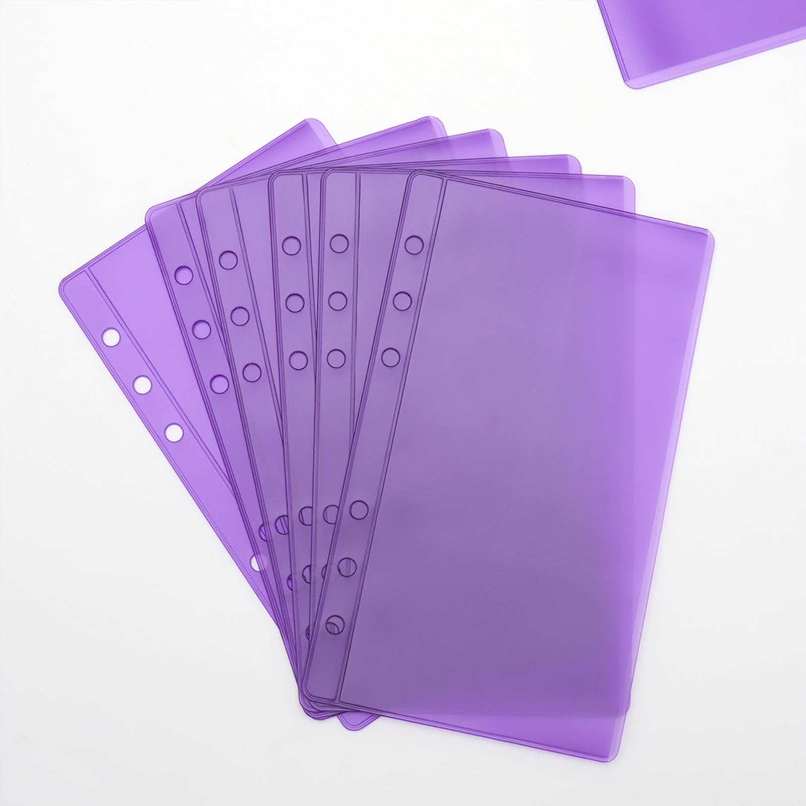 12 Pack Purple A6 Binder Pockets - PVC Sheet Protector Cash Envelopes for 6-Ring Planner, Budget Organizer Accessories | Perfect for Money Saving, Bill Organizing & Home Office Use