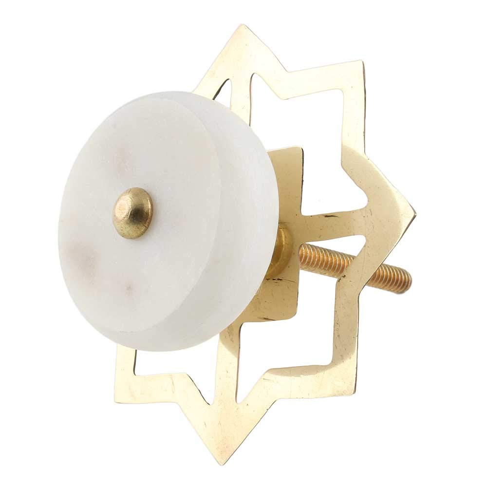 Luxury White Marble Drawer Knobs - 2 Pack Round Handcrafted Cabinet Pulls for Kitchen, Dresser & Cupboard - High-End Stone Hardware for Home Decor & Furniture Upgrade