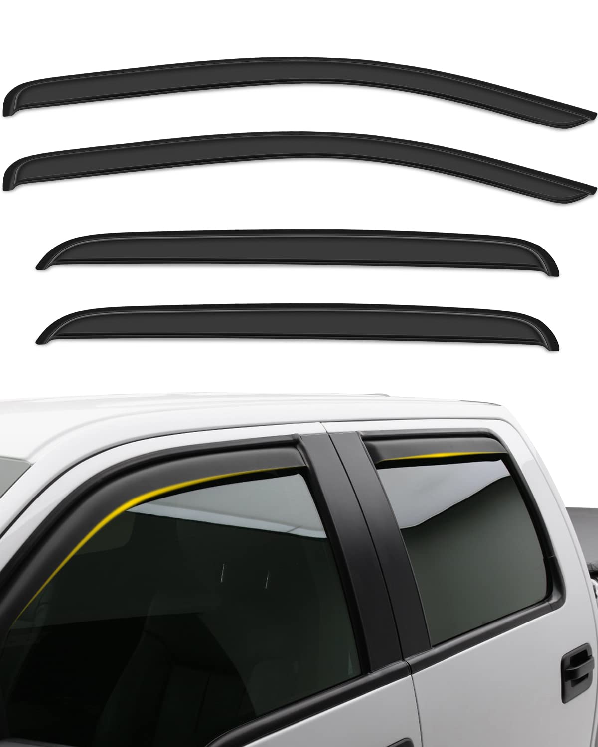 ROADFAR 4Pc Window Deflector Rain Guard for Toyota Tacoma 2016-2020 | Outside Mount Weather Protection | Perfect for Rainy Days & Off-Road Adventures