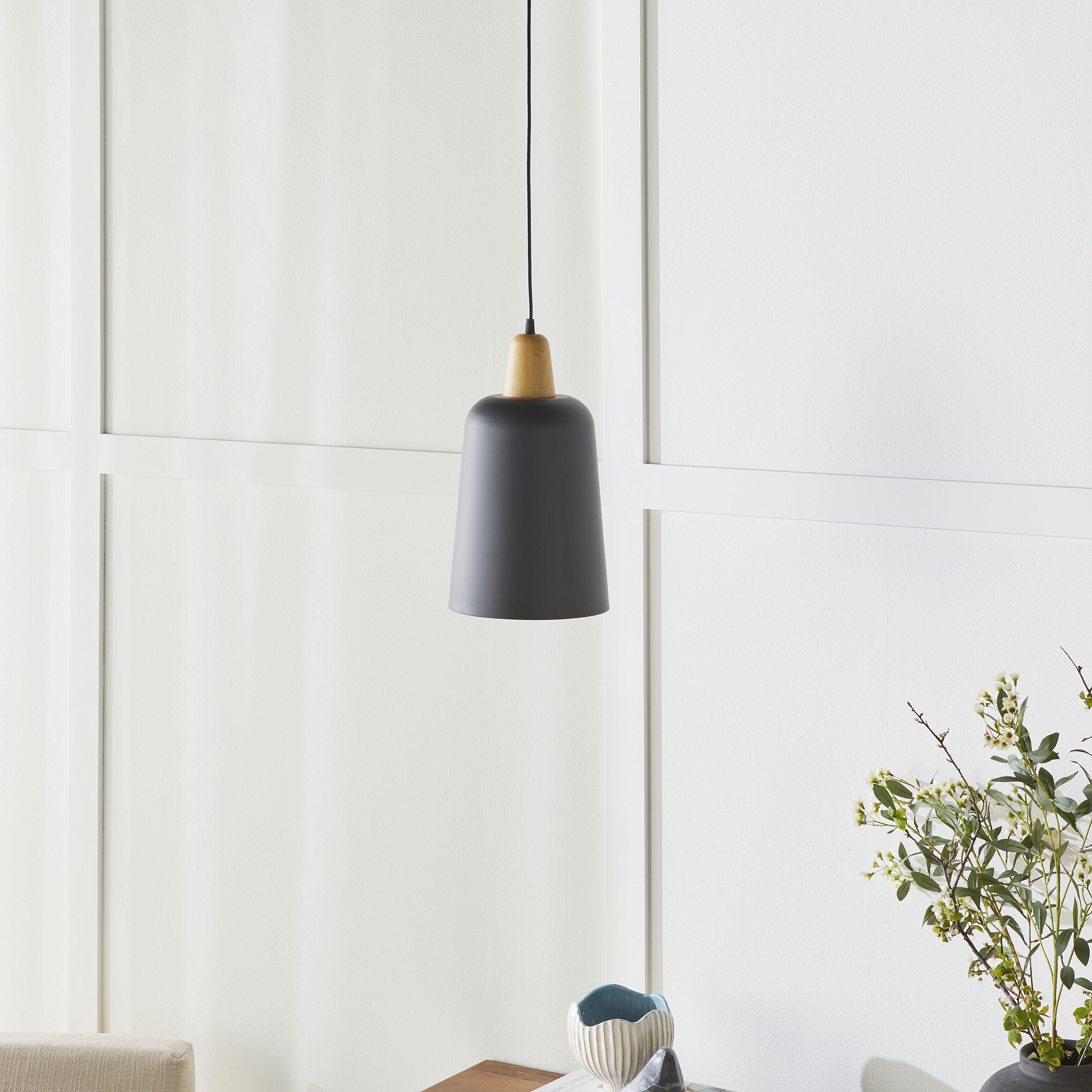 Belgrave Pendant Light - Charcoal Gray Modern Ceiling Lamp 35x20cm for Living Room, Bedroom & Dining Room Lighting