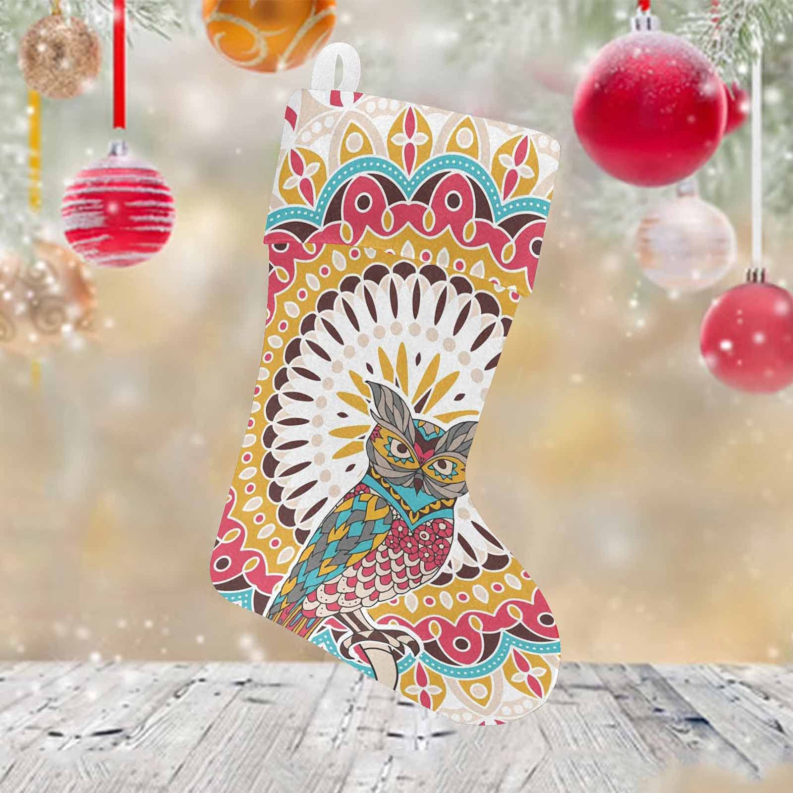 InterestPrint Colorful Owl Home Decor - Christmas Ornament, Socks & Gift Bags Set (1 Piece) | Perfect for Holiday Gifts, Party Favors & Festive Home Decoration