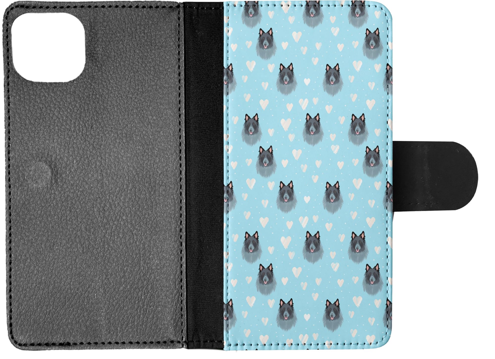 Stylish Belgian Sheepdog Puppy Faux Leather Flip Wallet Case for Apple iPhone 15 Plus - Perfect for Dog Lovers & Everyday Use