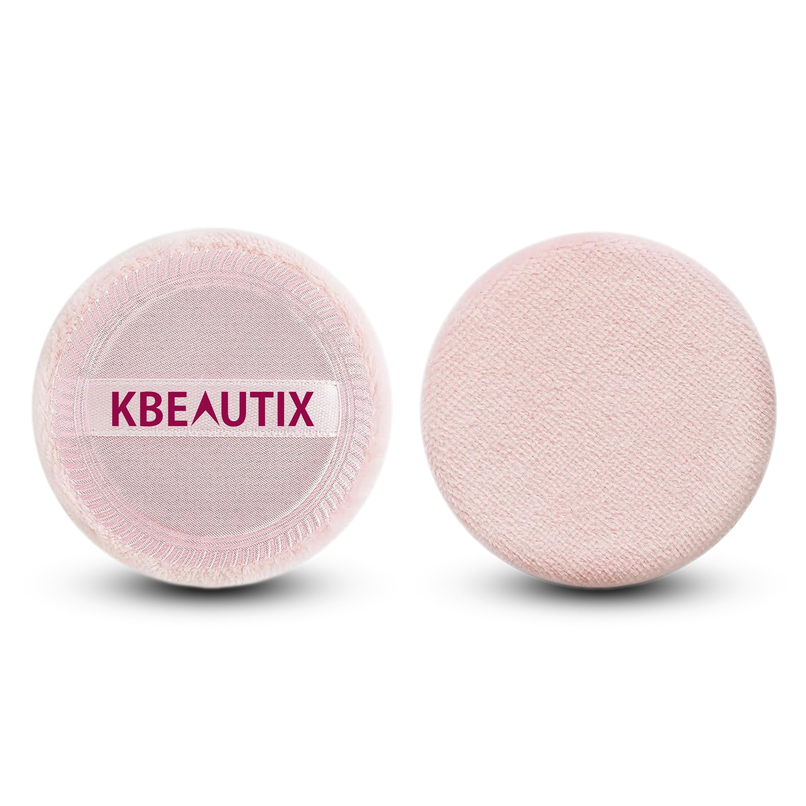 KBEAUTIX Round Makeup Sponge Puffs for Powder Foundation & Loose Mineral Powder - 4 Pack Soft Blending Cosmetic Pads with Strap - Perfect for Face & Body Powder Application, Travel & Touch-ups