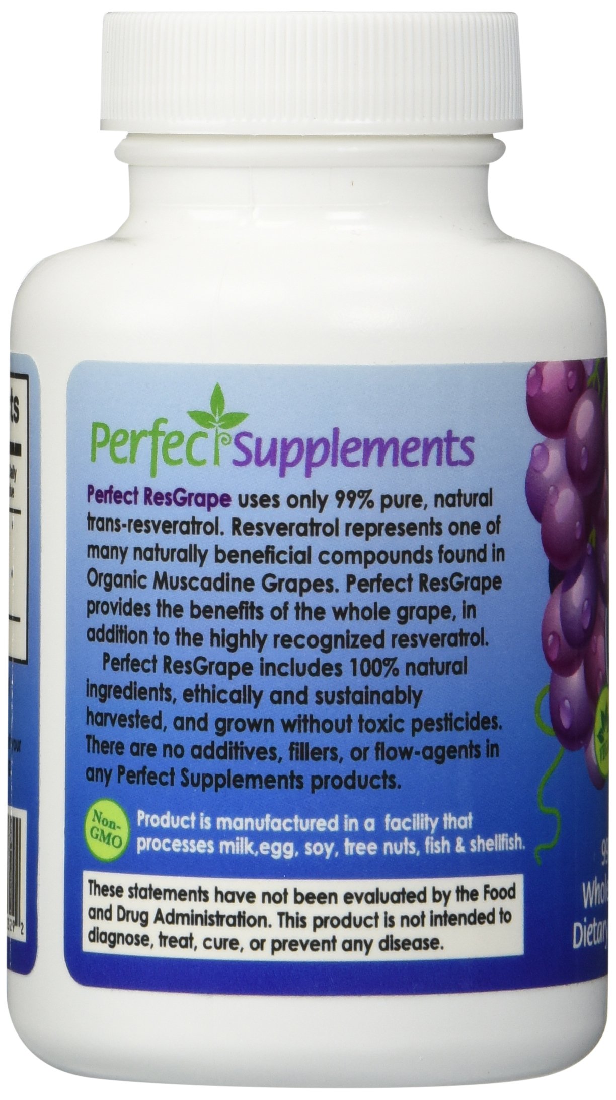 Perfect ResGrape Max - 180 Vegetable Capsules (3-Pack) | 99% Pure Trans-Resveratrol & Muscadine Grape Extract | Anti-Aging Supplement & Powerful Antioxidant | Supports Heart Health & Cellular Longevity for Active Adults