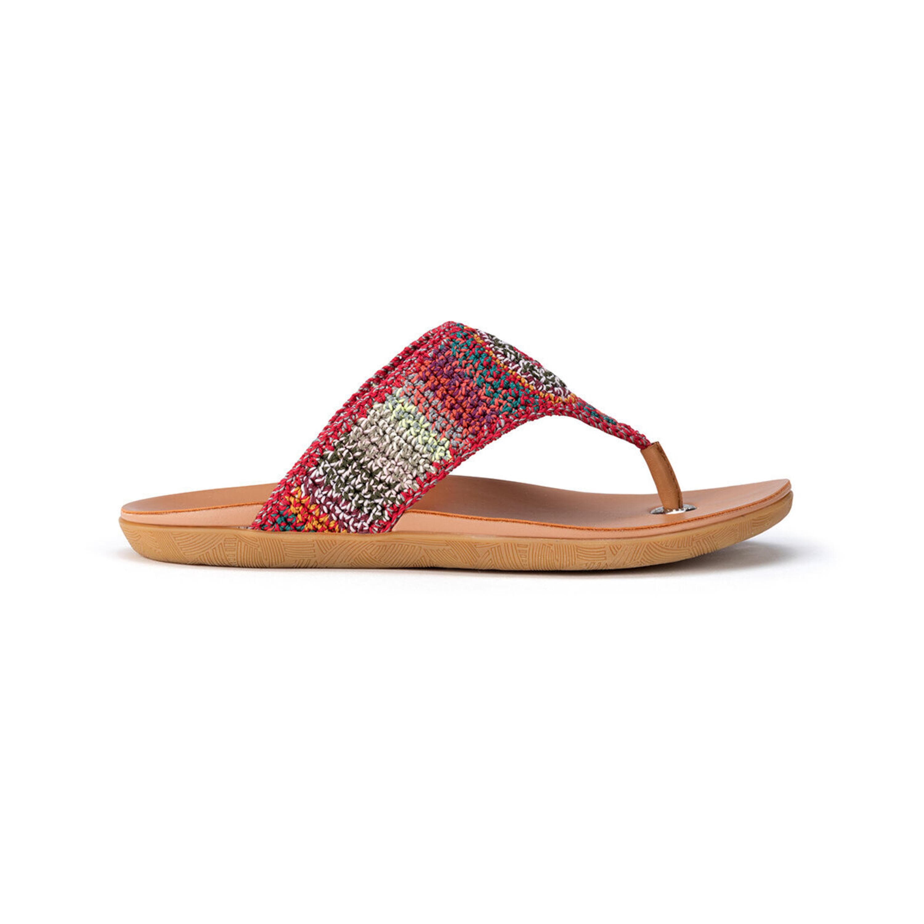 Hand Crochet Shana Sandal with Sunset Stripe Design - Comfortable Bohemian Beach Sandals for Women | Perfect for Summer Vacations, Beach Walks and Music Festivals