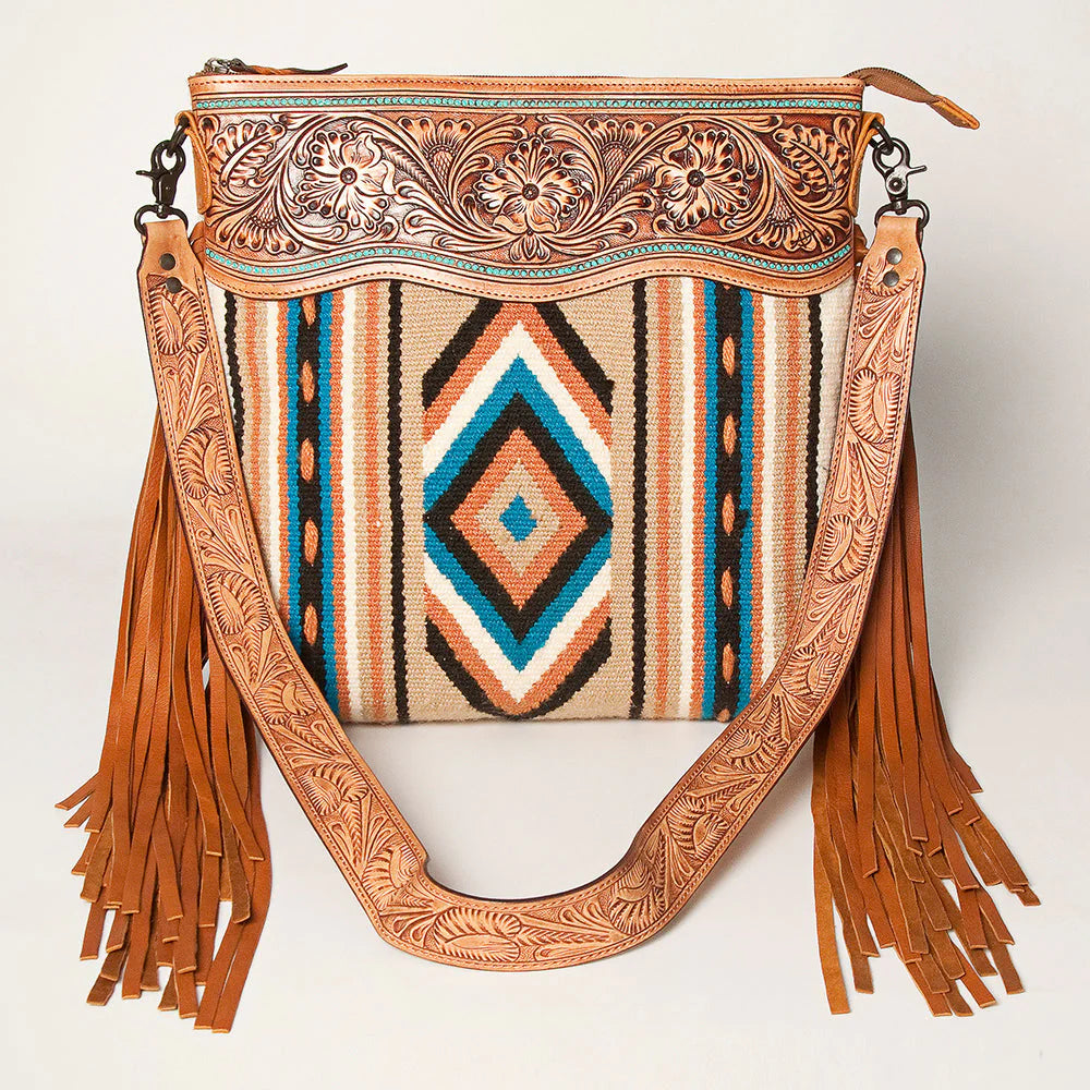 American Darling Tan Floral Tooled Leather Purse - Stylish Crossbody Bag for Women, Perfect for Date Night & Casual Outings