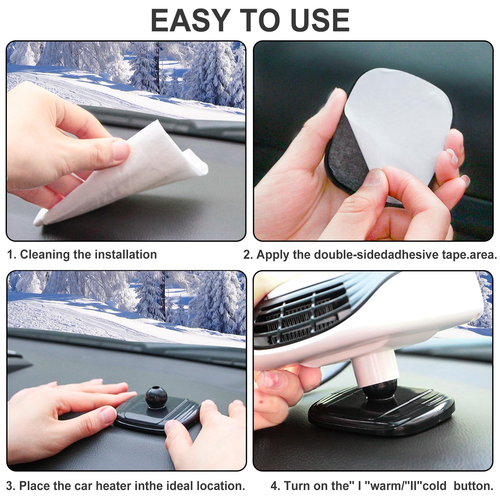 Upgraded 12V 120W Portable Car Heater & Defroster - 360° Adjustable Speed Fan with Cigarette Lighter Plug for Fast Heating/Cooling | Perfect for Winter Defrosting & Summer Cooling in Cars, Trucks & RVs