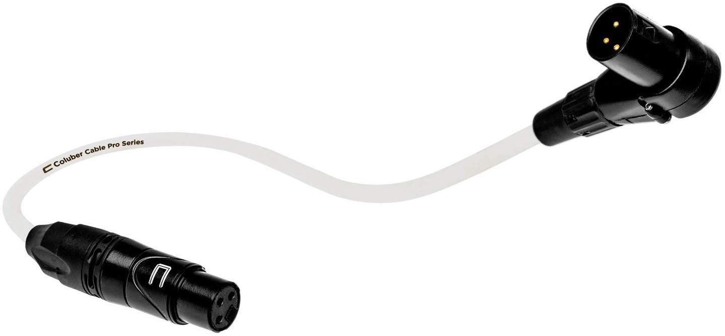 Professional 3-Pin XLR Cable Right Angle Male to Straight Female - 1ft White Balanced Microphone Cable for Powered Speakers, Audio Interface & Mixer - Perfect for Live Performances, Studio Recording & DJ Setups