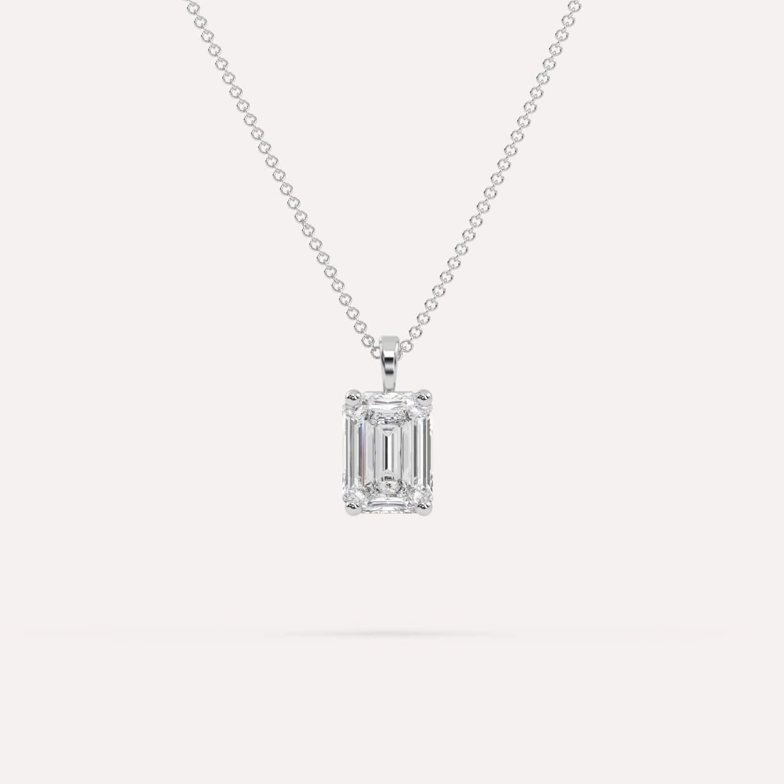 2 Carat Emerald Diamond Pendant Necklace for Women - 14K Gold Solitaire Jewelry Gift for Anniversary, Birthday & Valentine's Day - Elegant Necklace for Special Occasions & Evening Wear