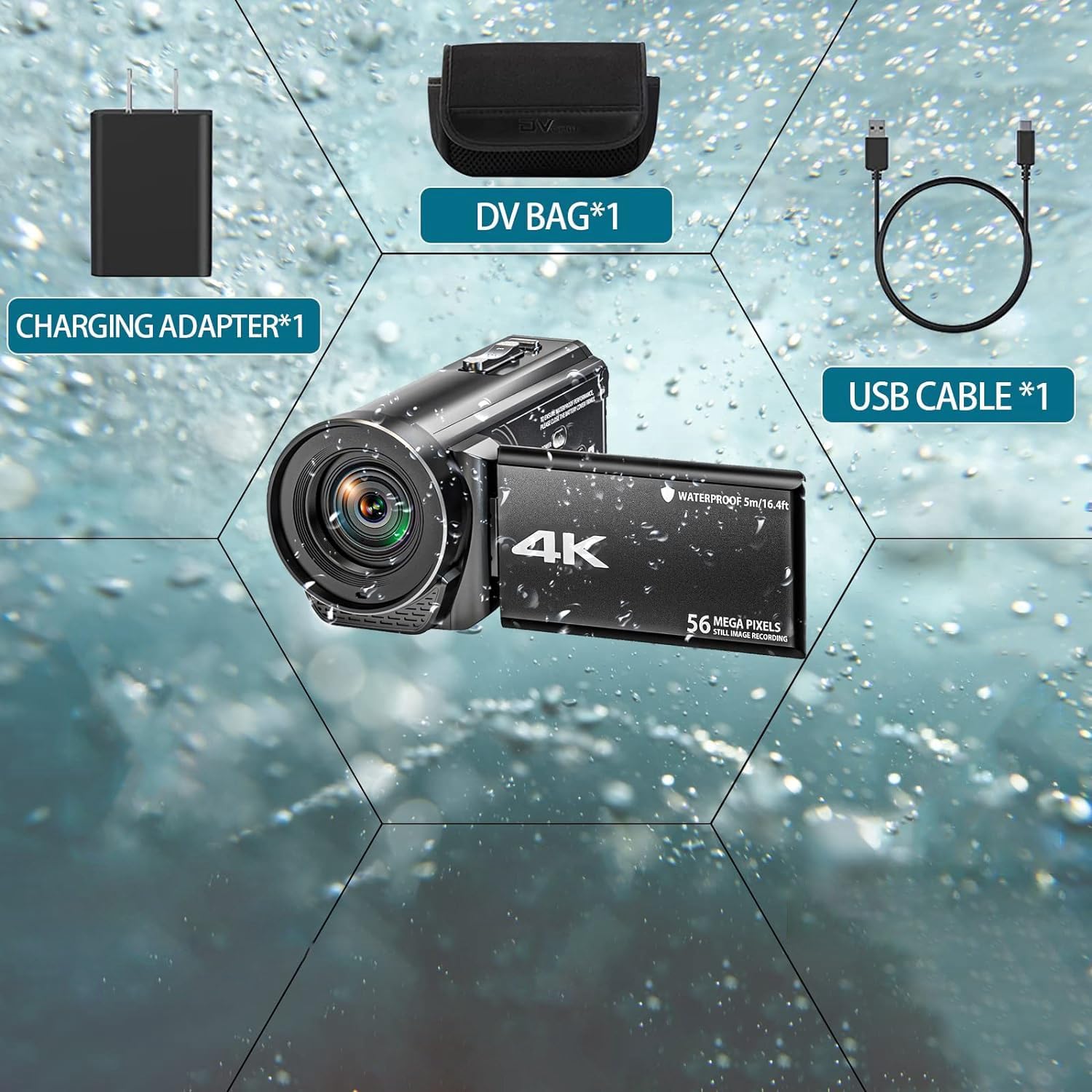 4K Ultra HD 56MP 30FPS Waterproof Digital Camcorder - Komdndht Portable Video Camera for Vlogging, Travel & Outdoor Adventures