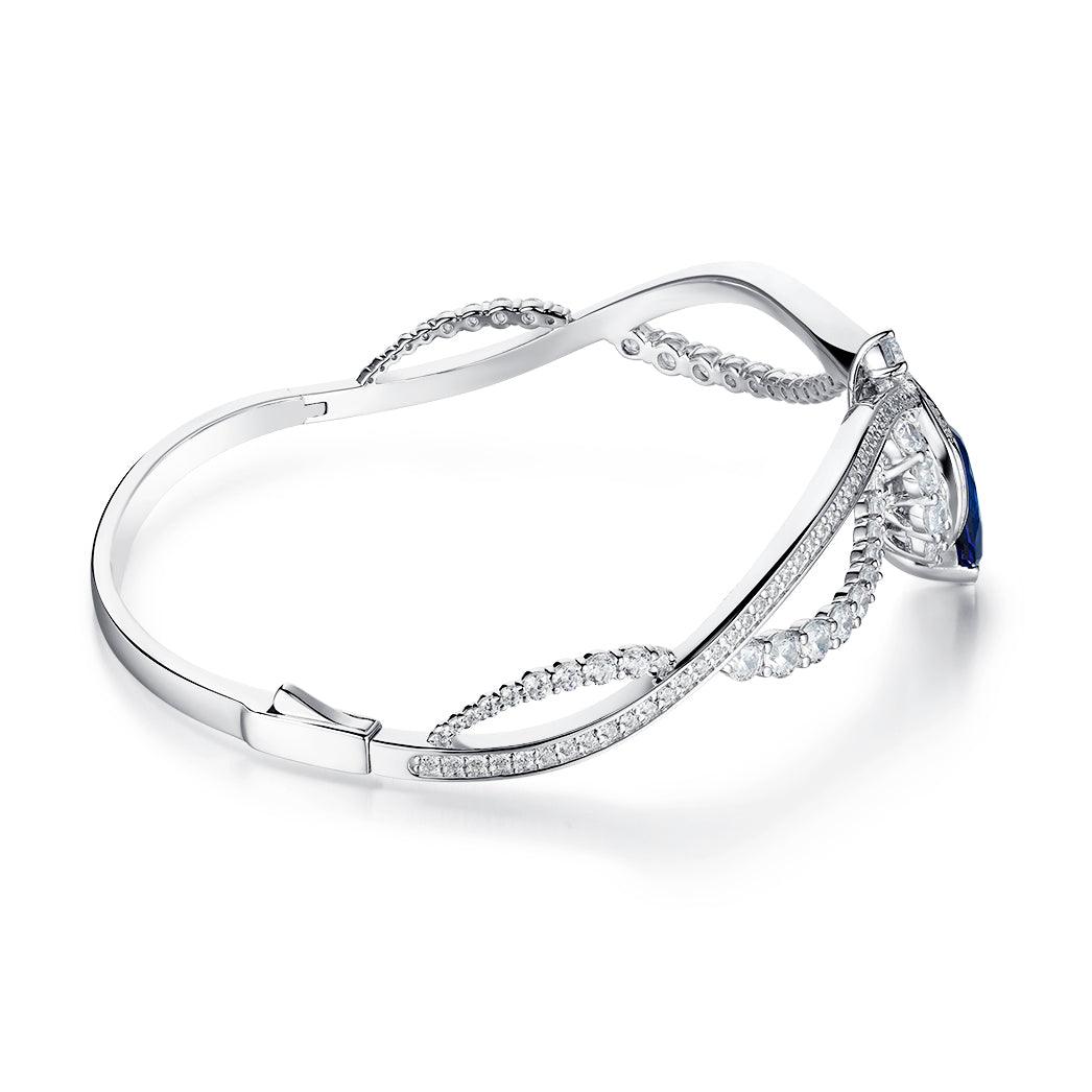 Luxury Pear-Shaped Sapphire Bangle Bracelet in Endless Blue - Elegant Jewelry for Weddings, Parties & Special Occasions