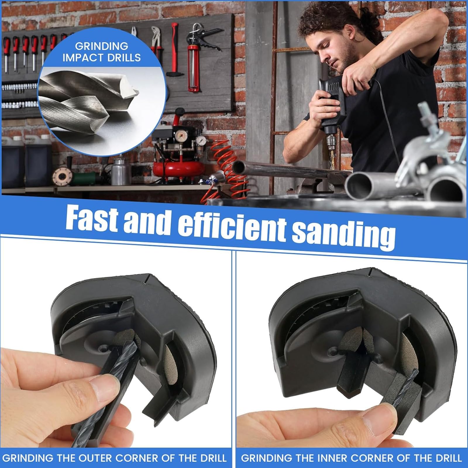 Premium Drill Bit Sharpener - HSS, Carbide, Twist & Cobalt Drill Bit Grinder Tool - Multipurpose Drill Bit Sharpening Machine for DIY & Professional Use - Perfect for Metalworking, Woodworking & Home Repair Projects