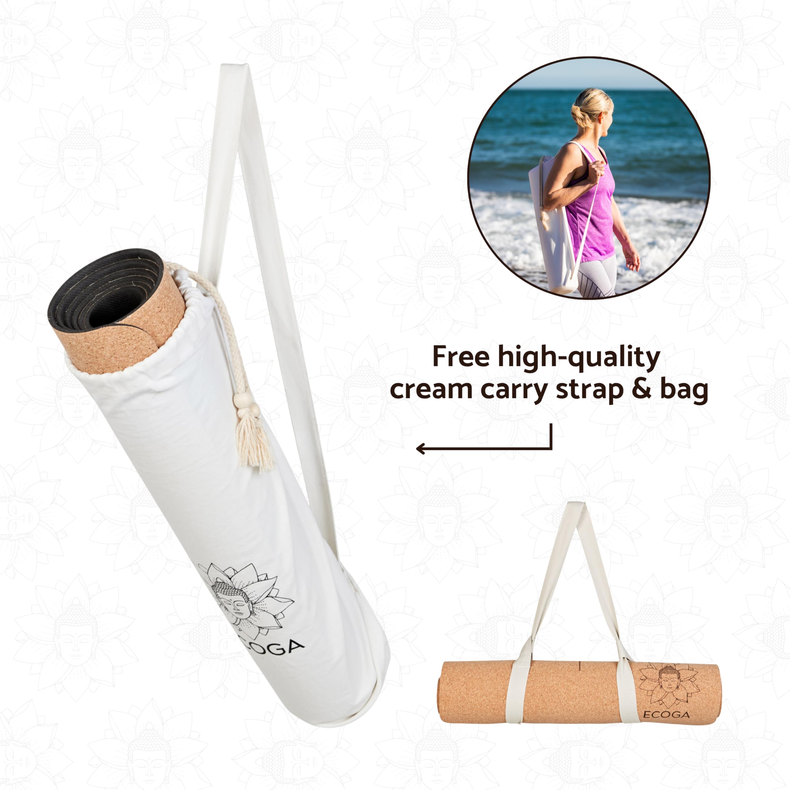 Premium Cork Yoga Mat with Alignment Marks - 5mm Thick Non-Slip Hot Yoga Mat with Natural Rubber Base - Eco-Friendly & Non-Toxic for Gym, Stretching & Home Workouts - Includes Free Yoga Mat Strap & Carry Bag - Perfect for Bikram, Vinyasa & Meditation Practices