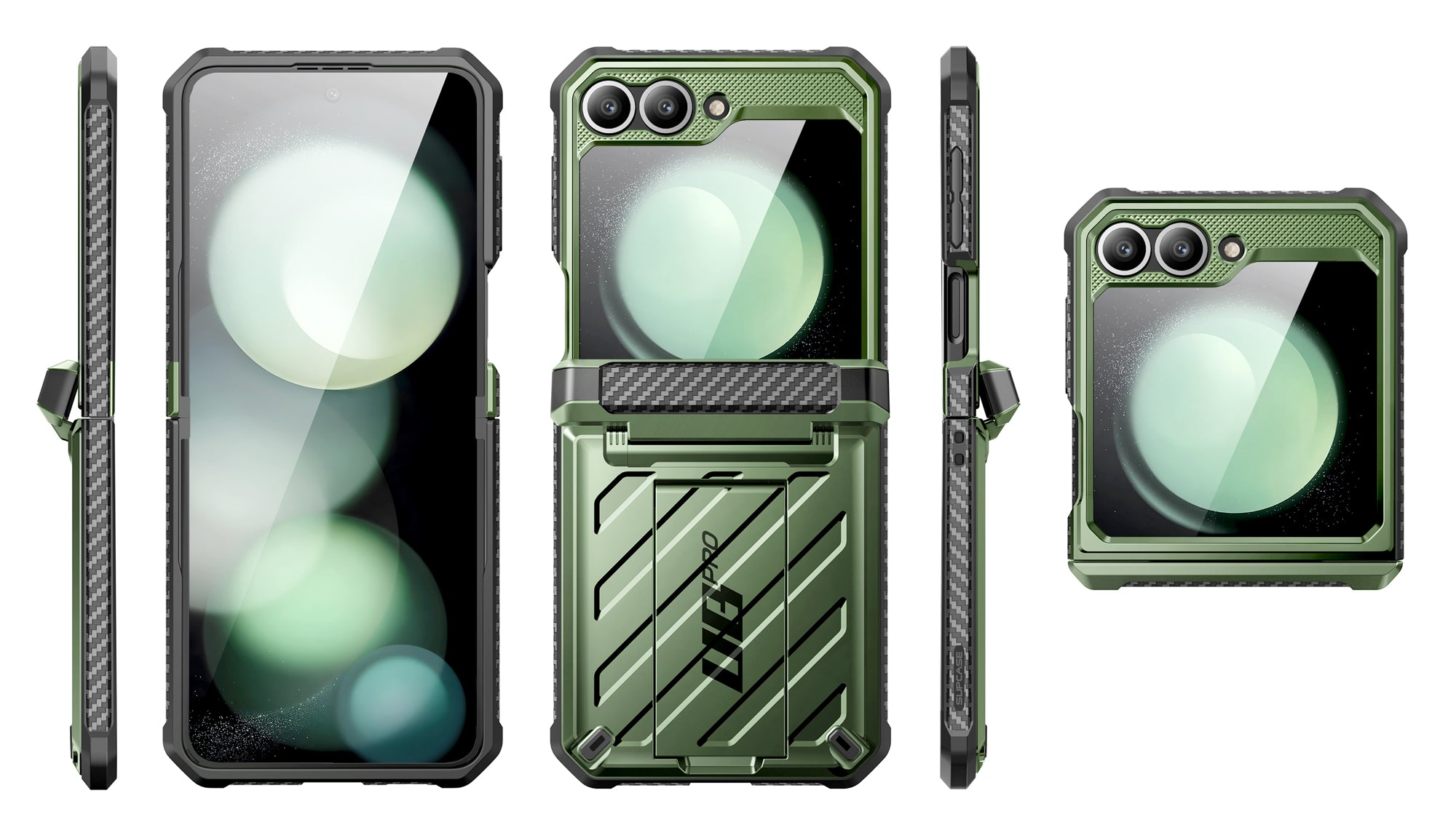 Samsung Galaxy Z Flip6 Unicorn Beetle PRO Heavy Duty Rugged Case with Belt Clip - Dark Green Protective Cover for Outdoor, Work & Daily Use