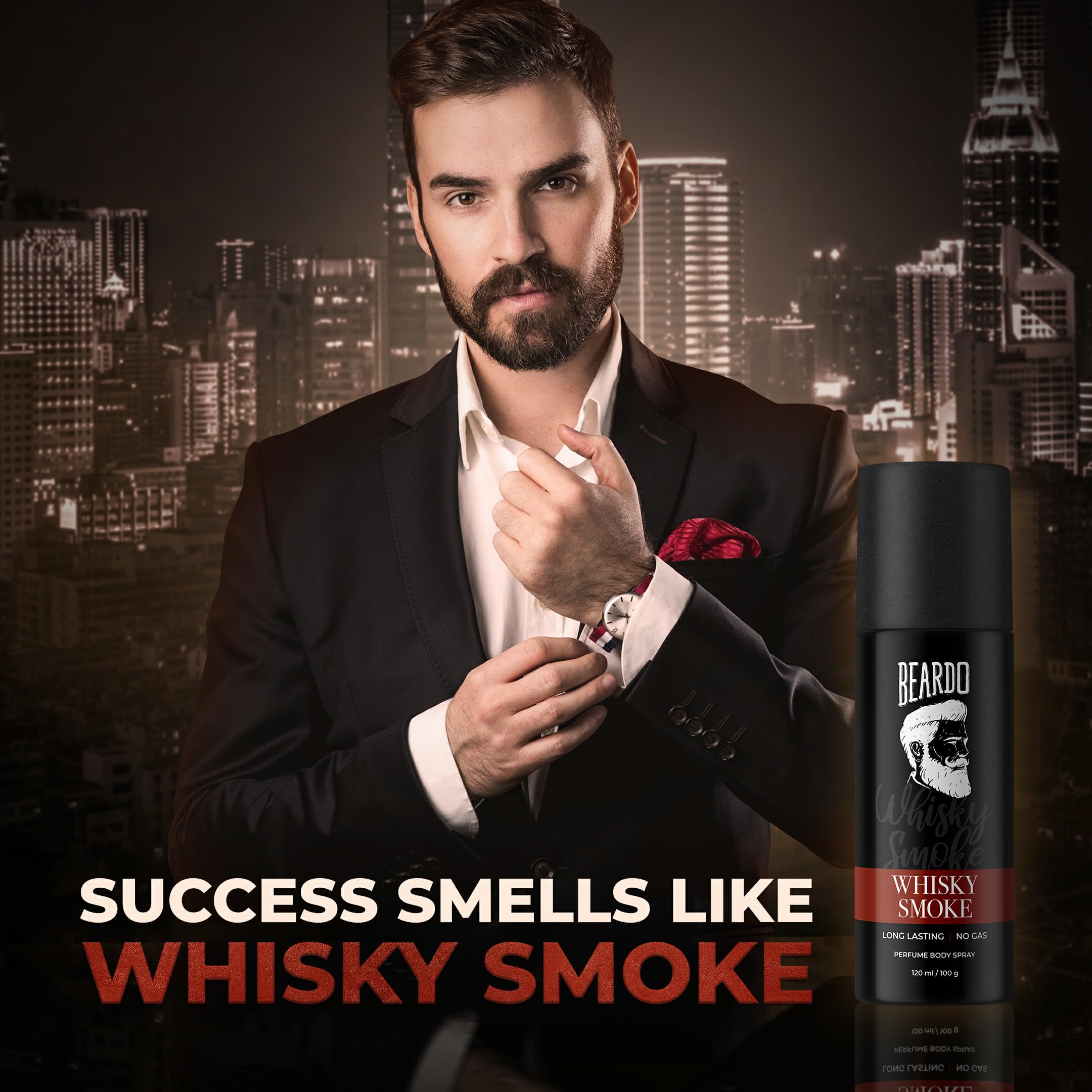 Beardo Godfather & Whisky Smoke Cologne Body Spray Set for Men - 2 Pack Citrus Aromatic Spicy Long Lasting Fragrance | Deodorant & Perfume Combo | Perfect Christmas Gift for Him, Friends & Boyfriend | Office, Date Night & Special Occasions