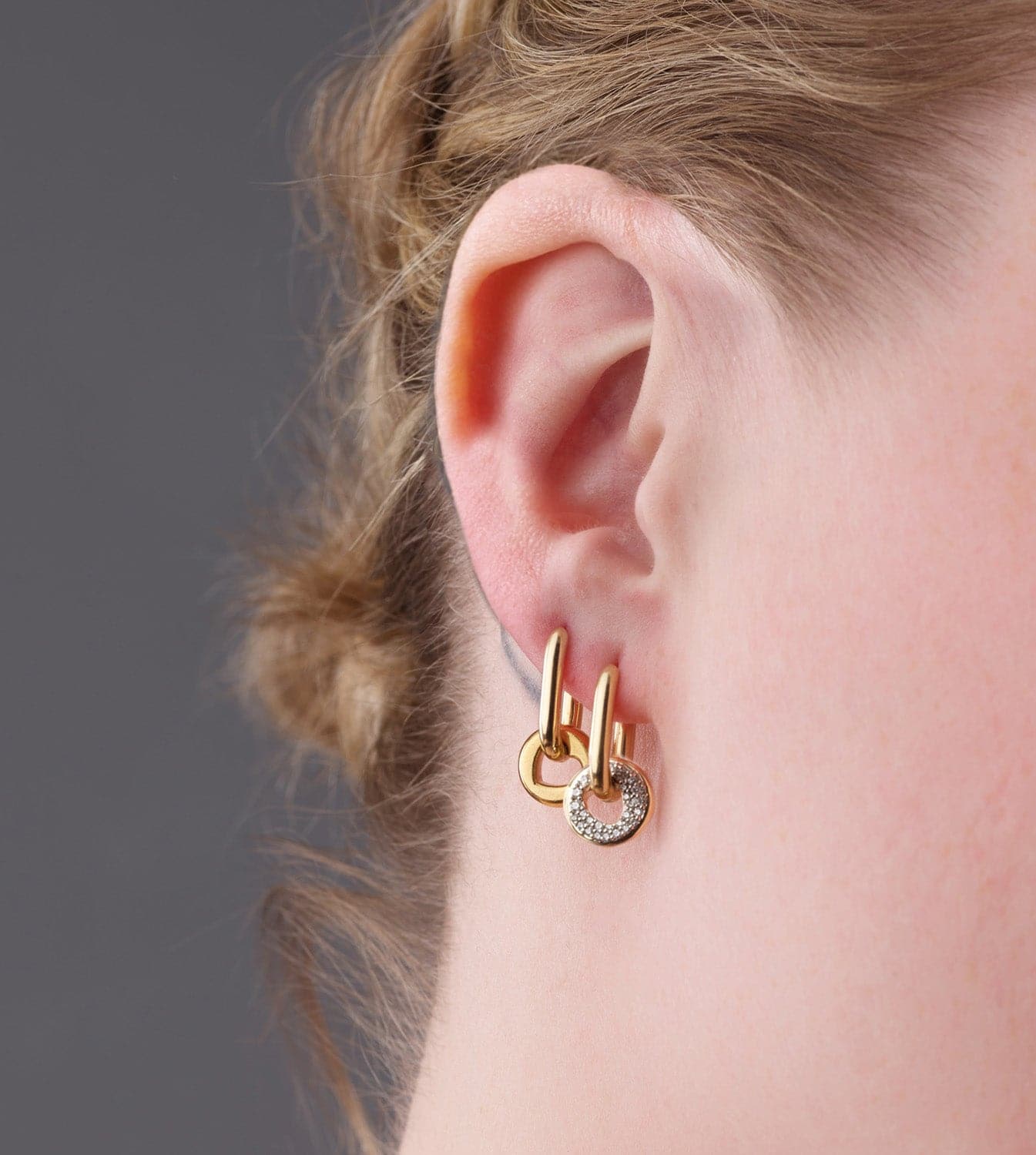 Pave Diamond Side Love Heartbeat Small Chubby Fob Earrings - Elegant Dainty Jewelry for Women, Perfect for Valentine's Day Gifts, Date Nights & Special Occasions