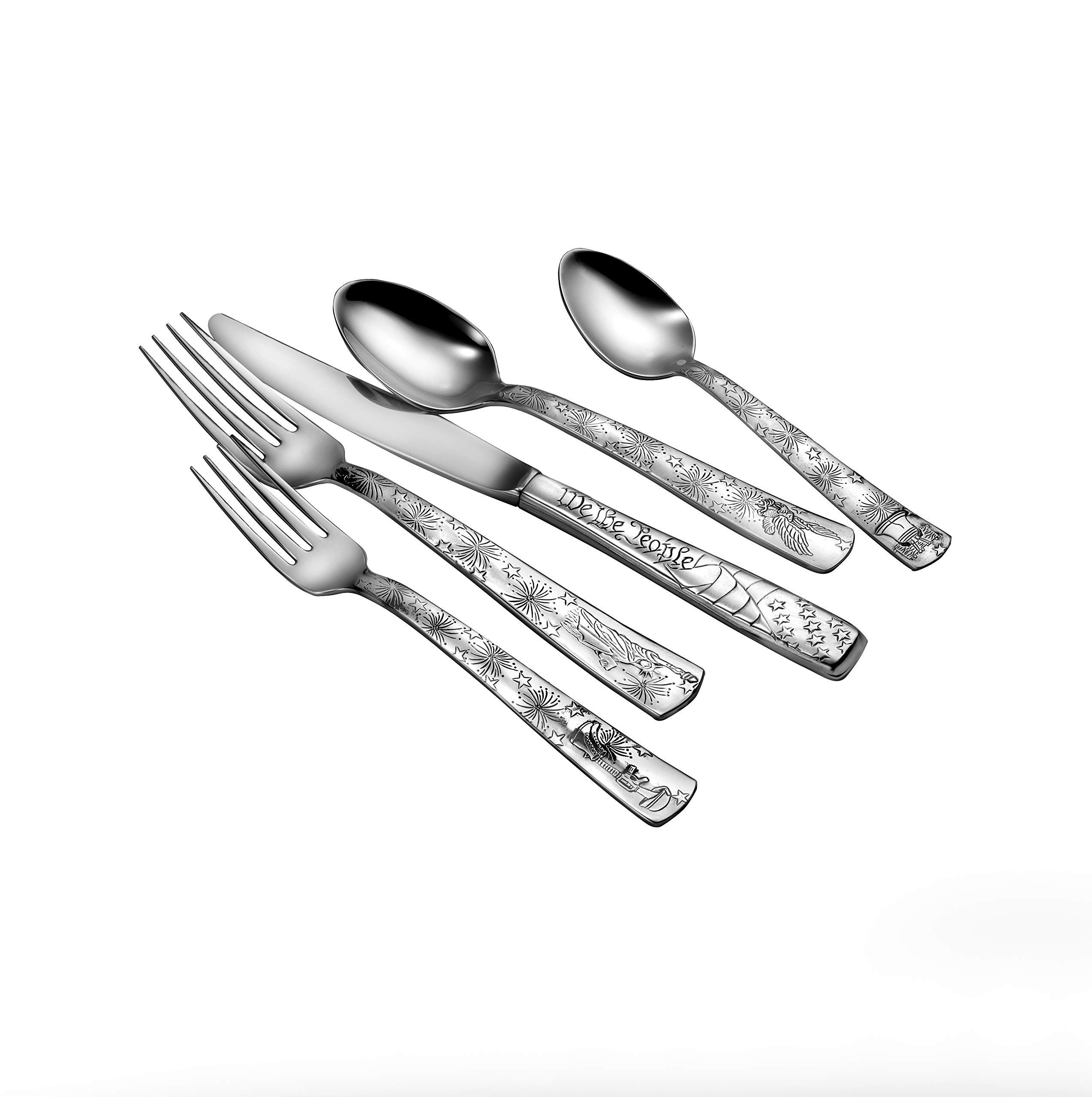 Liberty Tabletop 45-Piece Flatware Set - Service for 8, Stainless Steel Silverware Set with Knives, Forks & Spoons - Made in USA - Perfect for Dinner Parties, Weddings & Everyday Dining