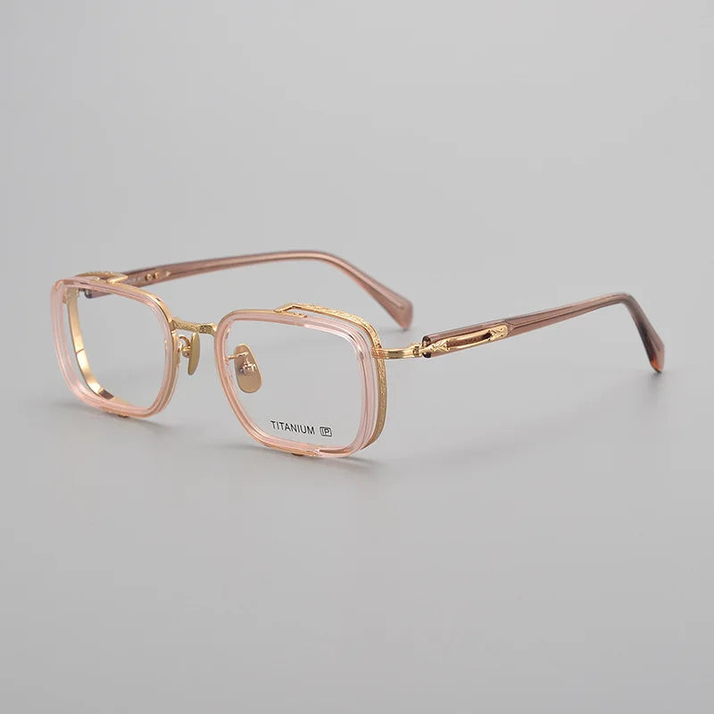 Stylish Black Square Titanium Acetate Eyeglasses for Women - Lightweight Full Rim Glasses Frame 41055 - Perfect for Office, Reading & Fashion Accessories