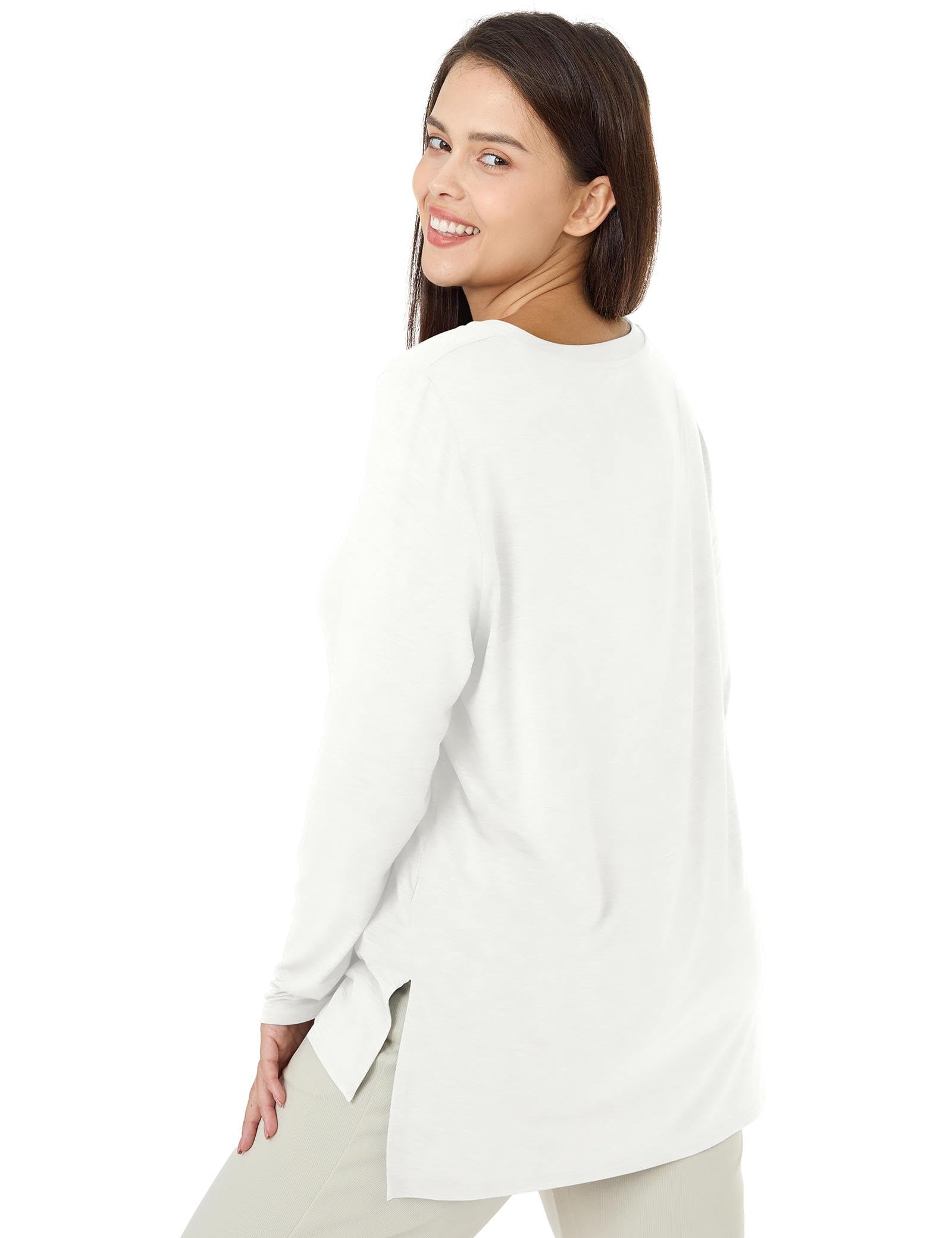 Amoretu Plus Size Women's V-Neck Long Sleeve T-Shirts - Oversized Swing Tunics Tops for Casual Wear & Layering 2024 | Perfect for Work, Weekend & Fall Fashion
