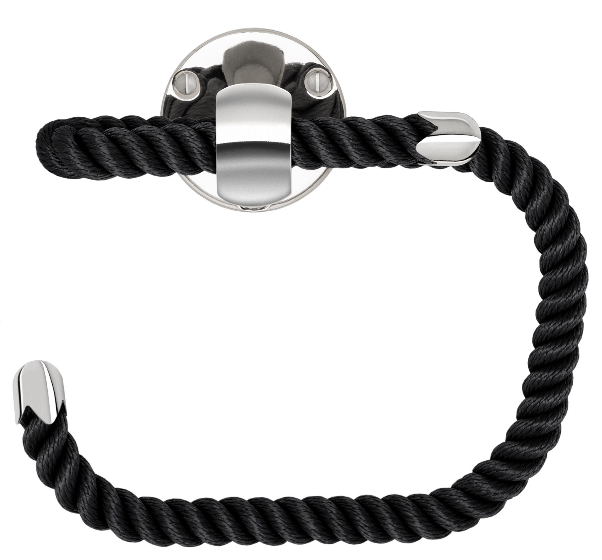 Nautiluxe Nautical Rope Toilet Paper Holder - Chrome or Black Bathroom Decor - Perfect for Coastal, Beach House, and Nautical Theme Bathrooms