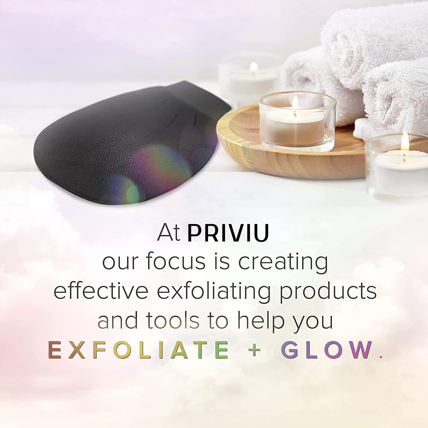 PRIVIU Exfoliating Glove for Face & Body - Double-Layer Viscose Fiber Scrub Mitt for Dead Skin & Tan Removal - Perfect for Spa, Shower & At-Home Skincare Routine