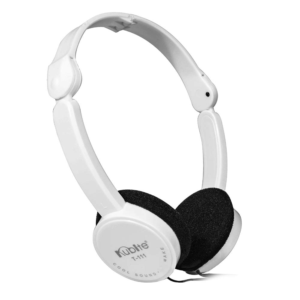 LUYANhapy9 Retractable Foldable Over-Ear Headphones with Mic - Stereo Bass Wired Headset for Kids (White) - Perfect for Online Classes, Gaming & Music Listening