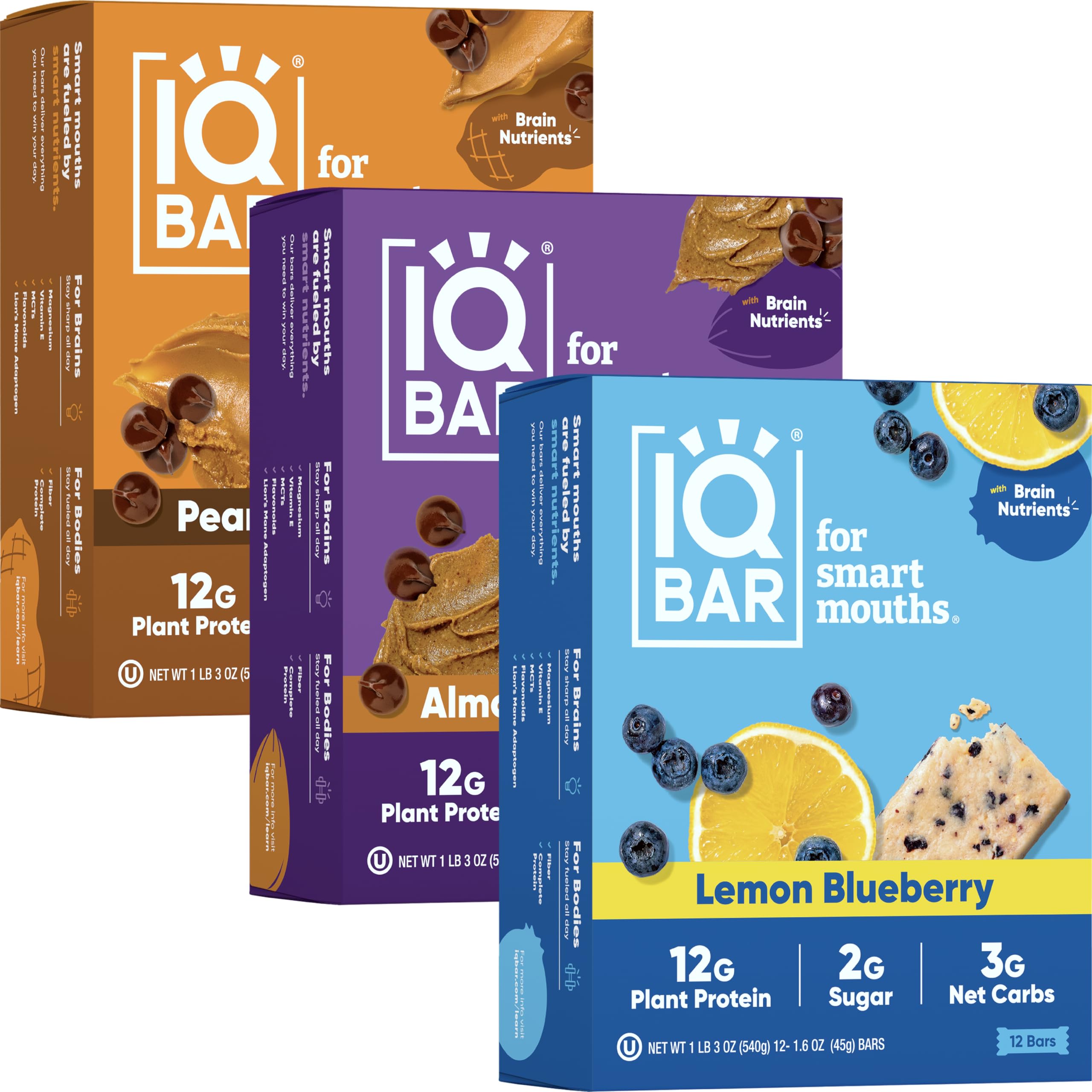IQBAR Keto Protein Bars 12-Count - Low Carb Vegan Snacks for Workout & Travel