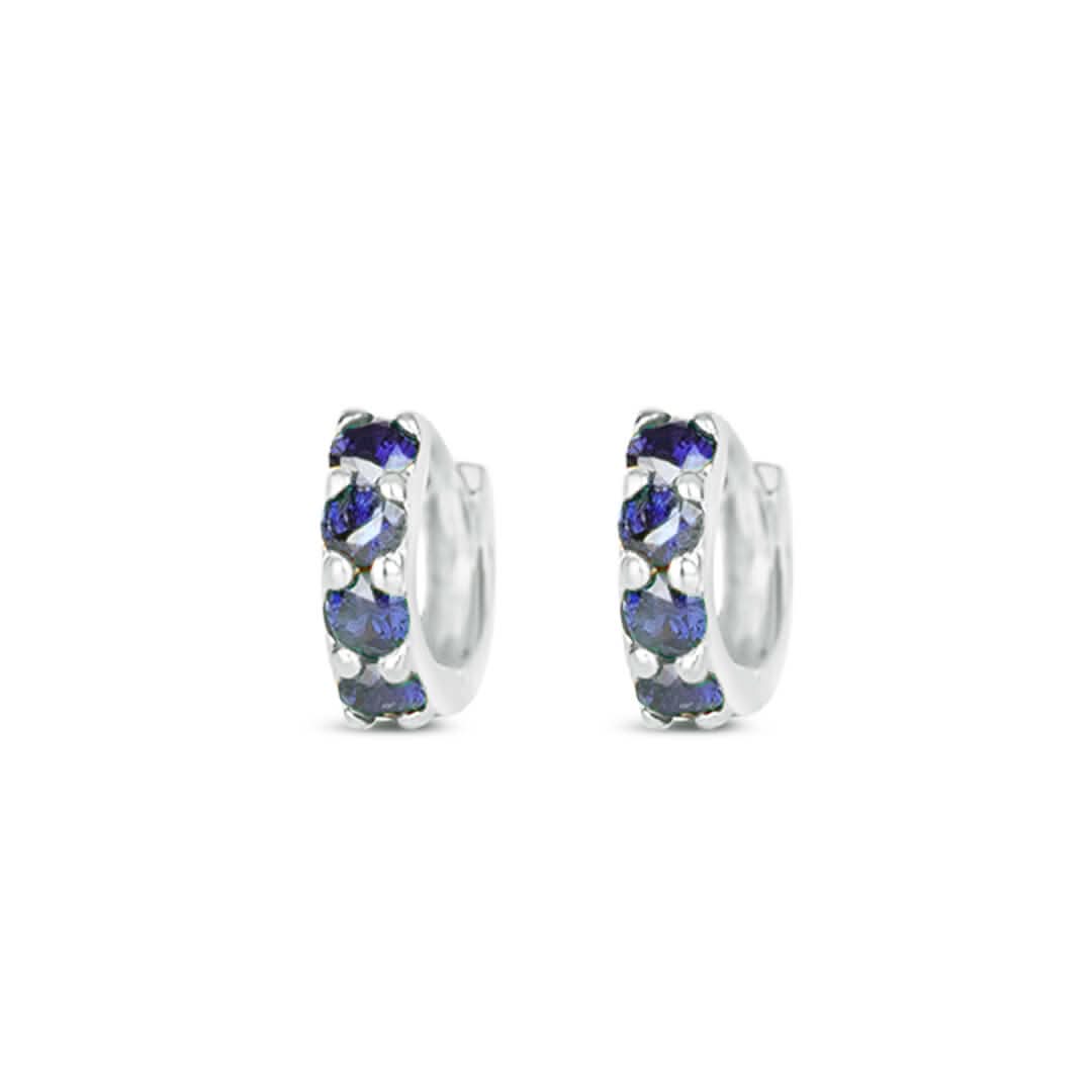 Blue Twinkle Huggie Earrings for Women - Sterling Silver Hoop Earrings with Sparkling Crystals | Perfect for Parties, Date Nights & Everyday Wear