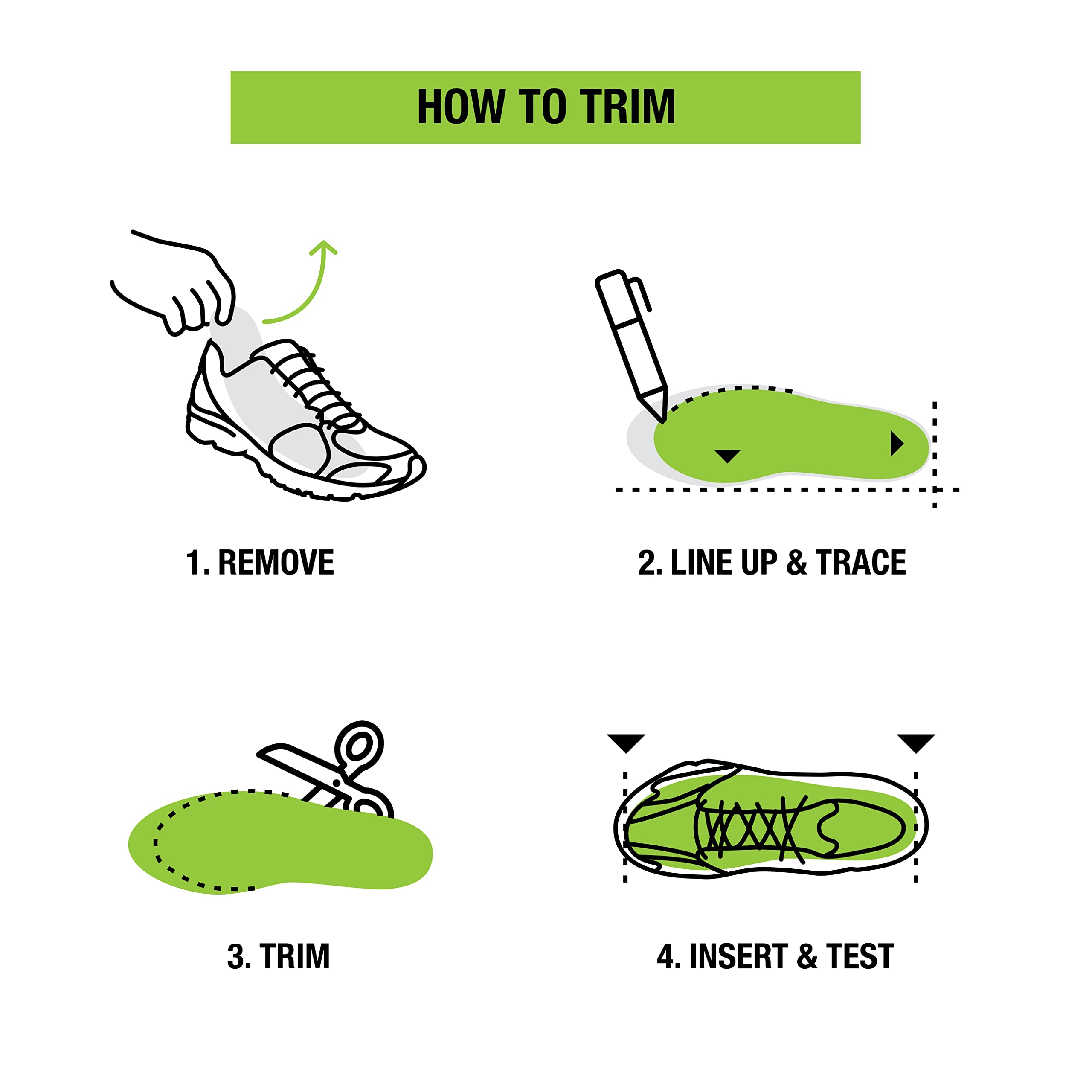 Superfeet All-Purpose Wide-Fit Support Insoles (WideGreen) - Orthotic Arch Support Shoe Inserts for Wide Feet - Trim-to-Fit Design for Perfect Fit - Ideal for Running, Hiking & Work Boots