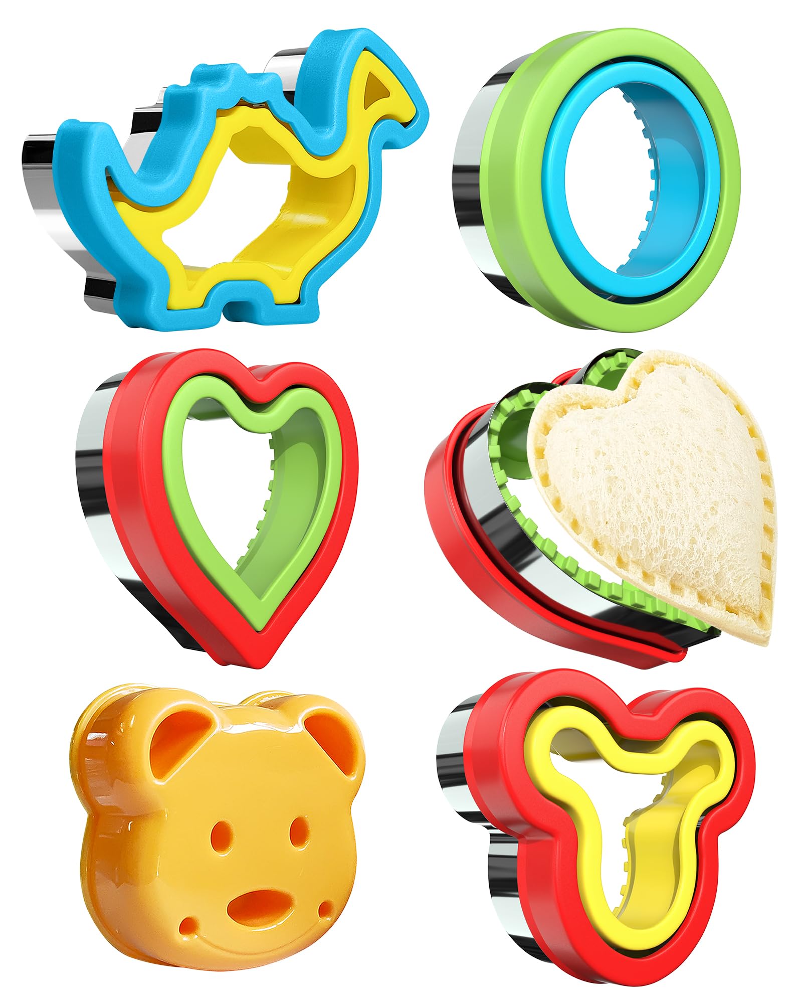 5-Piece Sandwich Cutter and Sealer Set - Uncrustable Maker for Lunchbox & Bento Box - Fun Cookie Cutters for Kids - Perfect for School Lunches, Picnics, and Family Snack Time