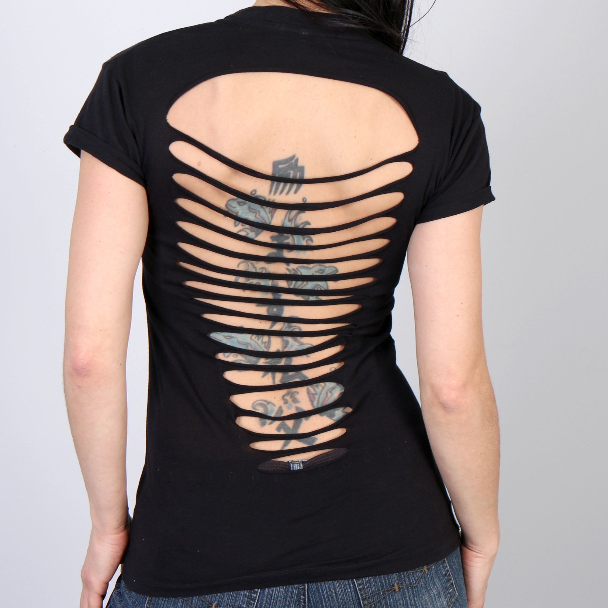 Hot Leathers Slit Back Asphalt Angel Ladies T-Shirt - Stylish Women's Graphic Tee for Casual Wear, Biker Events & Rock Concerts