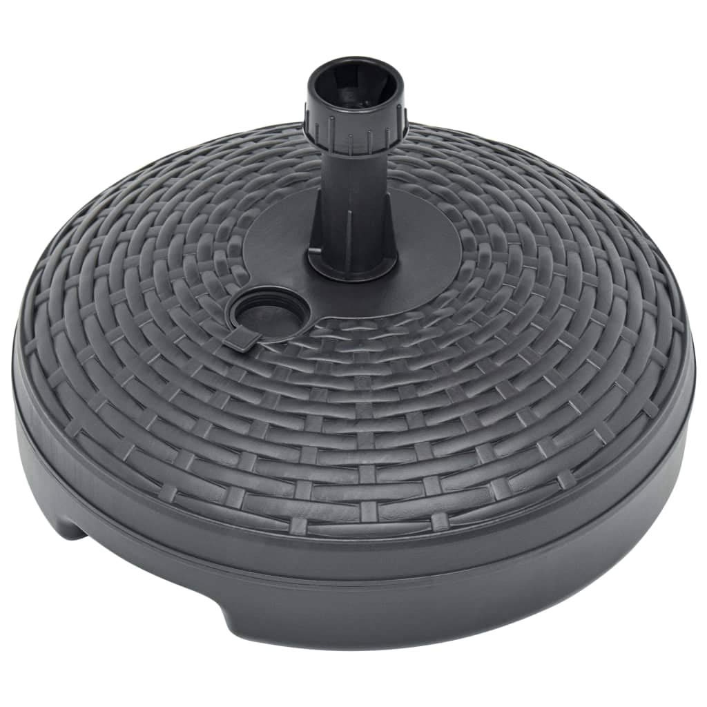 Heavy Duty 5.3 Gallon Sand/Water Filled Umbrella Base - Anthracite Plastic Rattan Design for Patio, Deck & Outdoor Stability