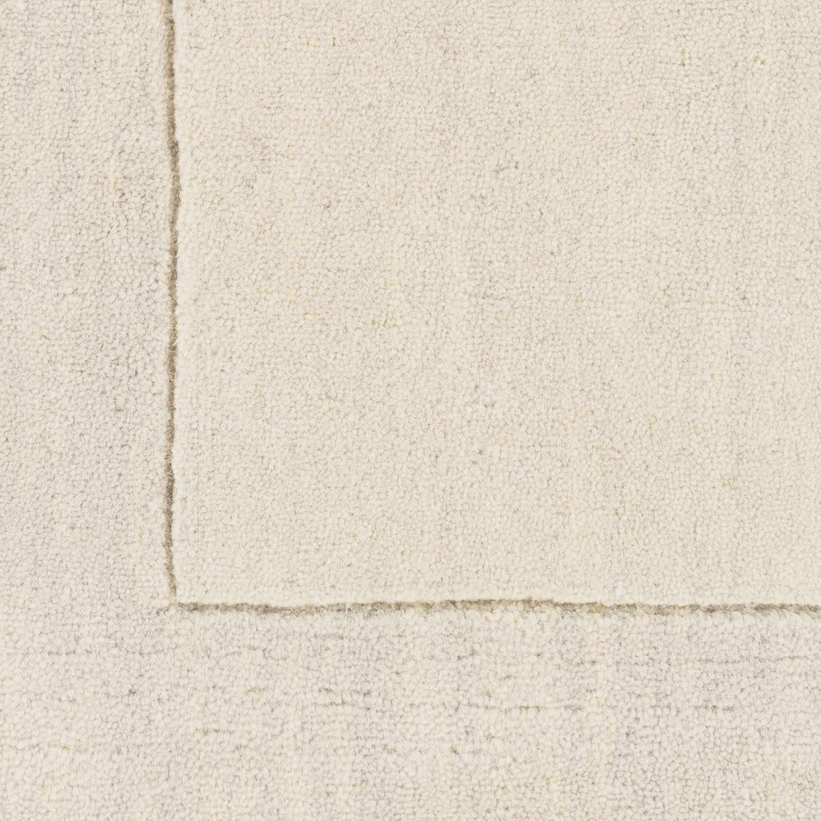 Hauteloom Ronkonkoma Wool Area Rug for Living Room & Bedroom - Solid Beige with Border - 8' x 11' - Soft & Durable - Perfect for Cozy Home Decor