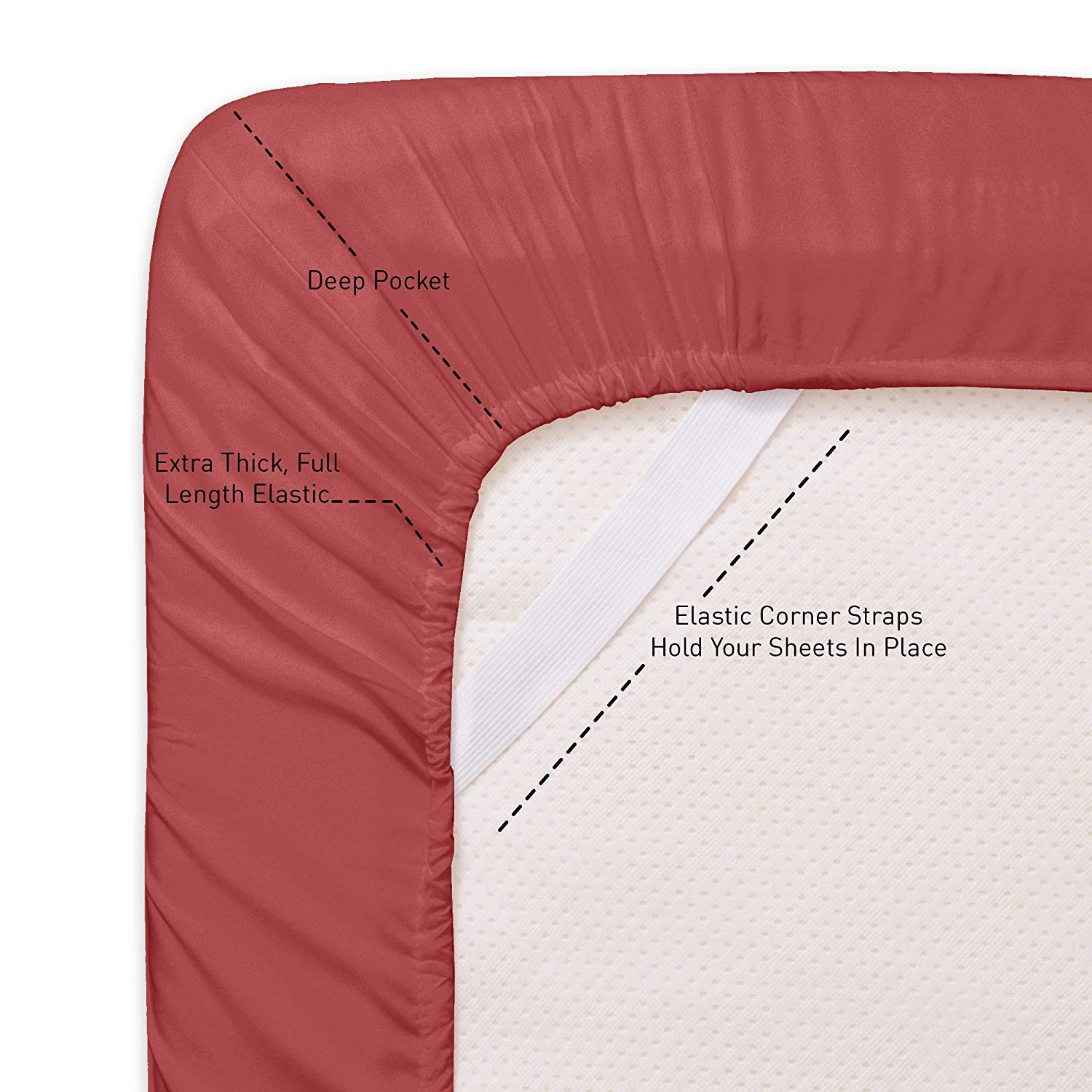 Premium 6-Piece 800 Thread Count Full XL Deep Pocket Sheet Set - 100% Long Staple Cotton, Ultra Soft & Breathable - Includes 2 Bonus Pillowcases (Burgundy) - Perfect for Guest Rooms, Dorms & Luxury Bedrooms