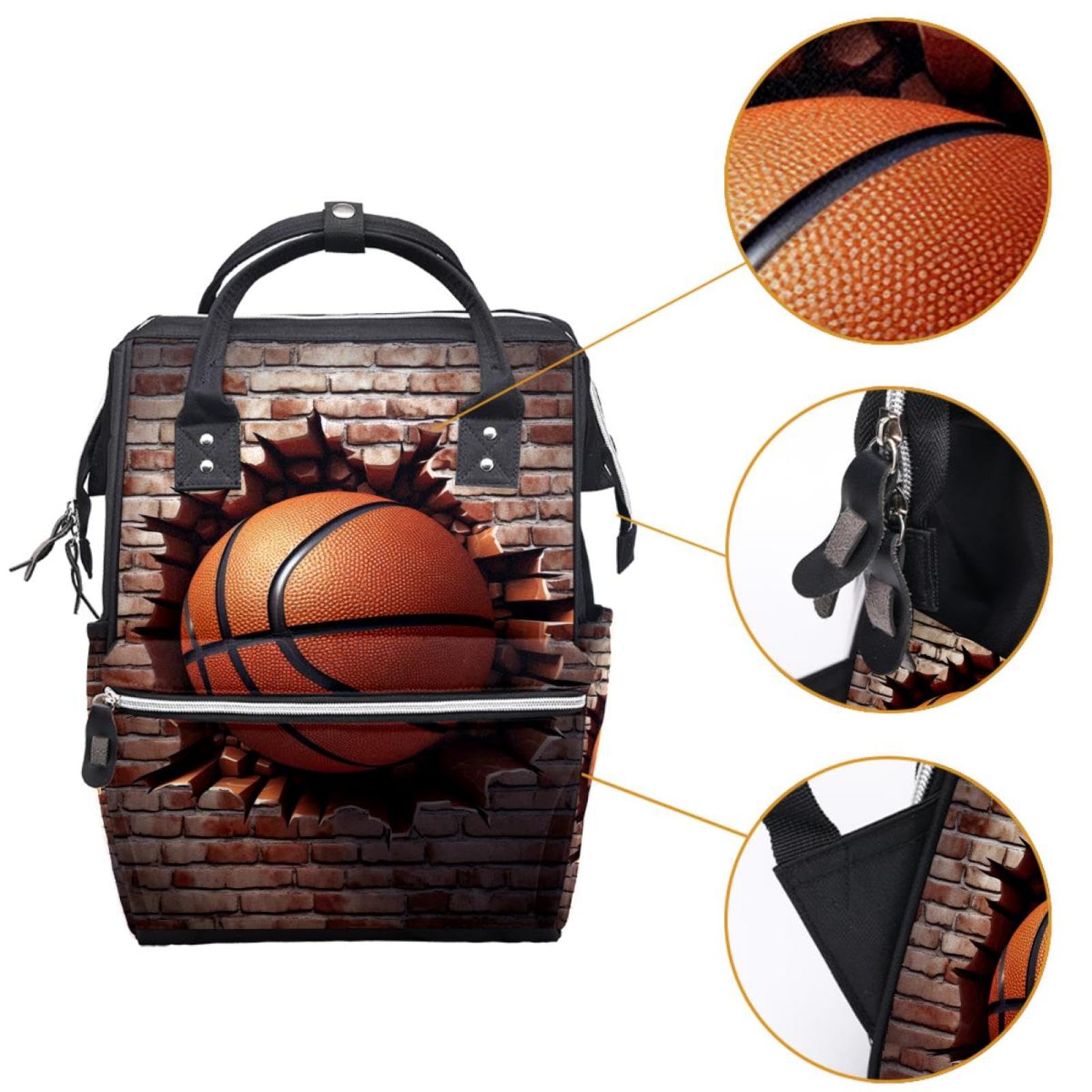 Durable Travel Backpack for Men & Women - Basketball Wall Texture Design - Perfect for Gym, Work, School & Outdoor Adventures