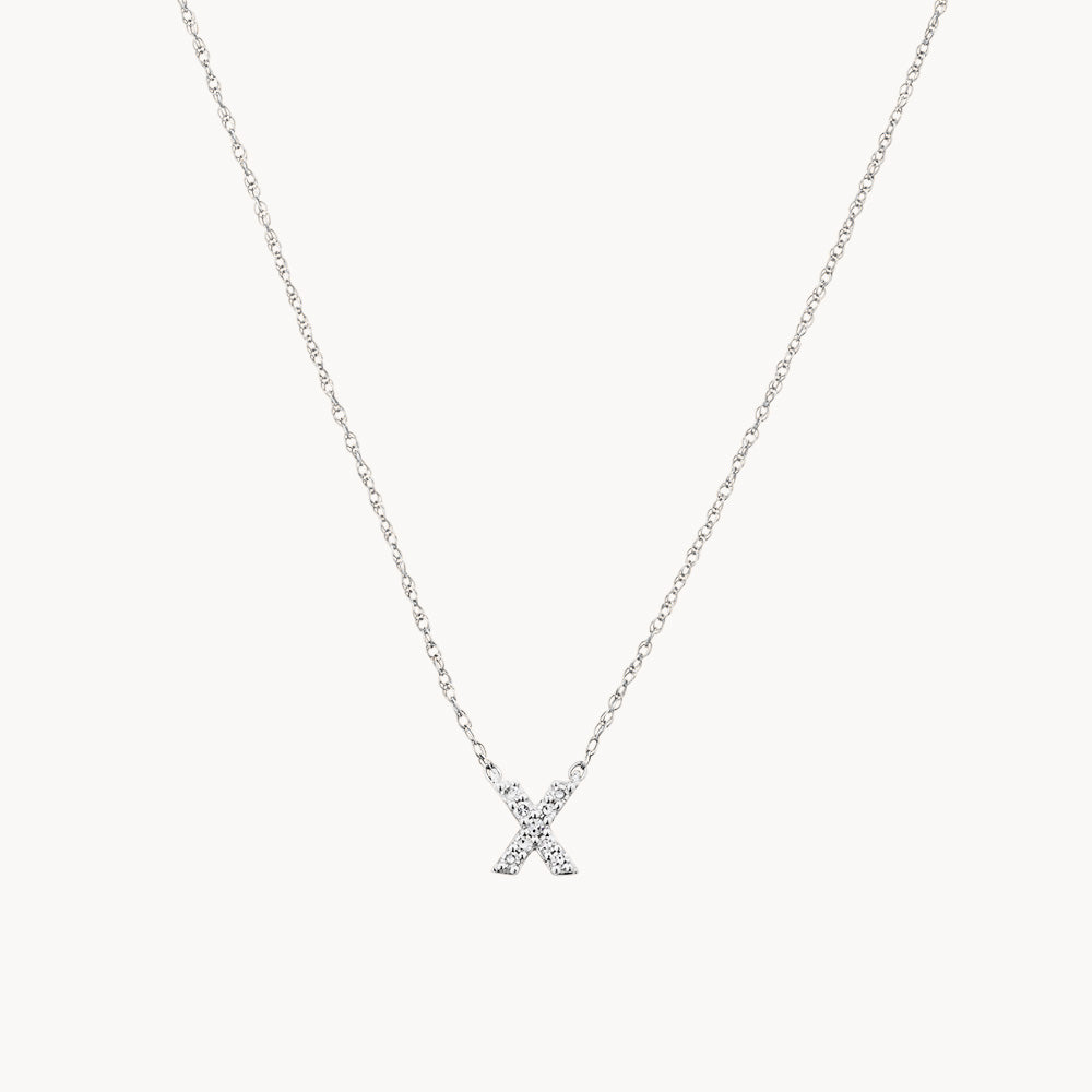 Diamond Letter X Necklace in Sterling Silver - Perfect for Gifts, Anniversaries & Everyday Elegance
