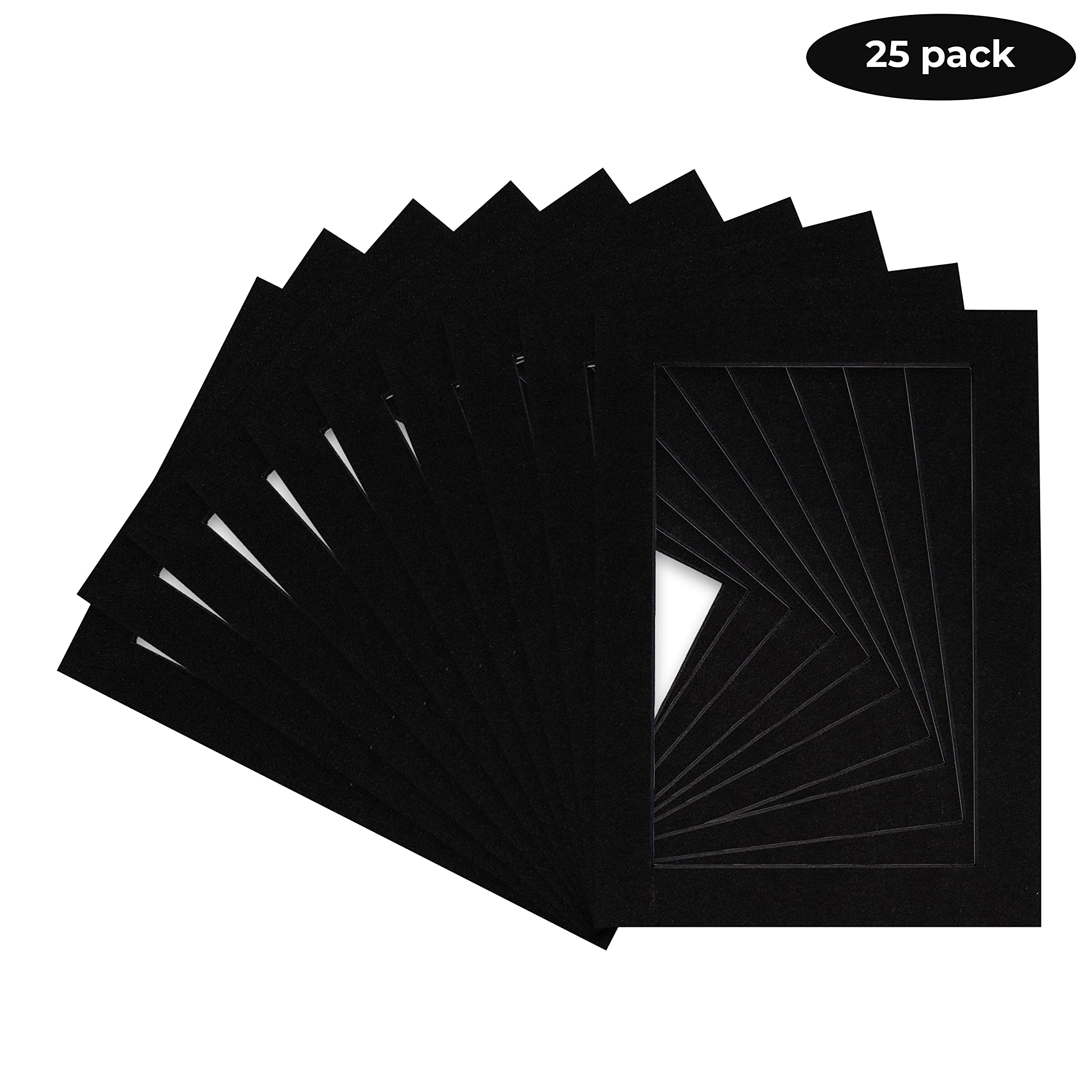 CountryArtHouse 12x16 Black Acid-Free Picture Frame Mat with Black Bevel Cut Core for 11x14 Photos - Fits Standard 12x16 Frames - Pack of 25 - Perfect for Home Decor, Art Displays & Photo Preservation