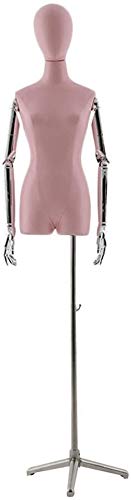 YAOJIA Female Mannequin Body with Silver Tripod Stand - Pink Dress Form for Clothing, Jewelry & Accessory Display | Perfect for Boutique, Retail Store & Window Displays
