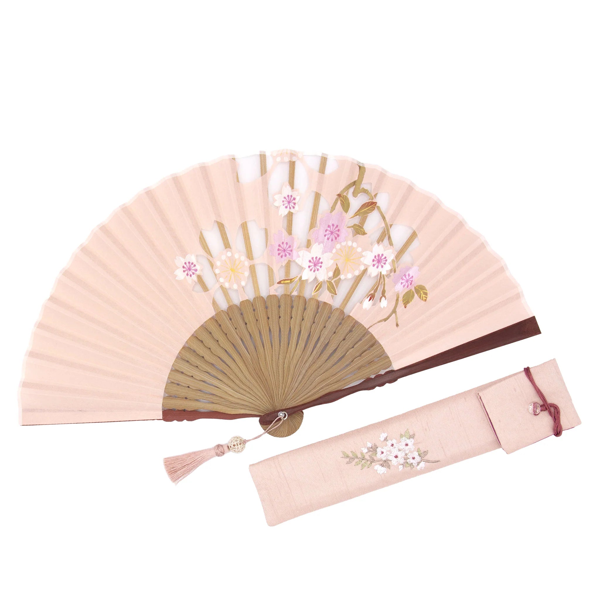 Elegant Japanese Folding Fan for Women - Cherry Blossom Design | Handcrafted Kyoto Sensu | Perfect for Summer, Weddings & Traditional Events